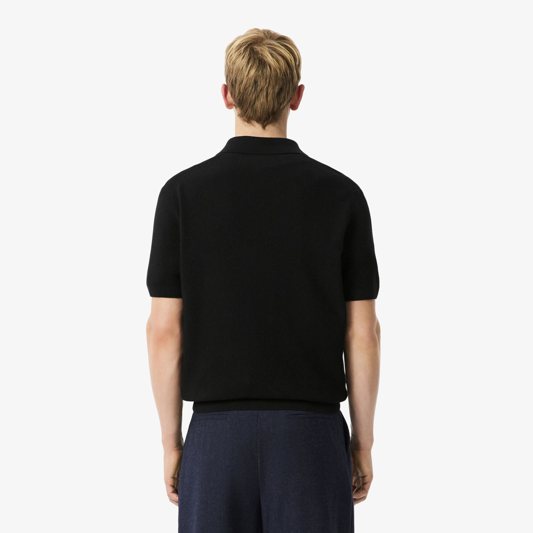 Cotton Blend Open Polo Collar Sweater - AH5186-00-031