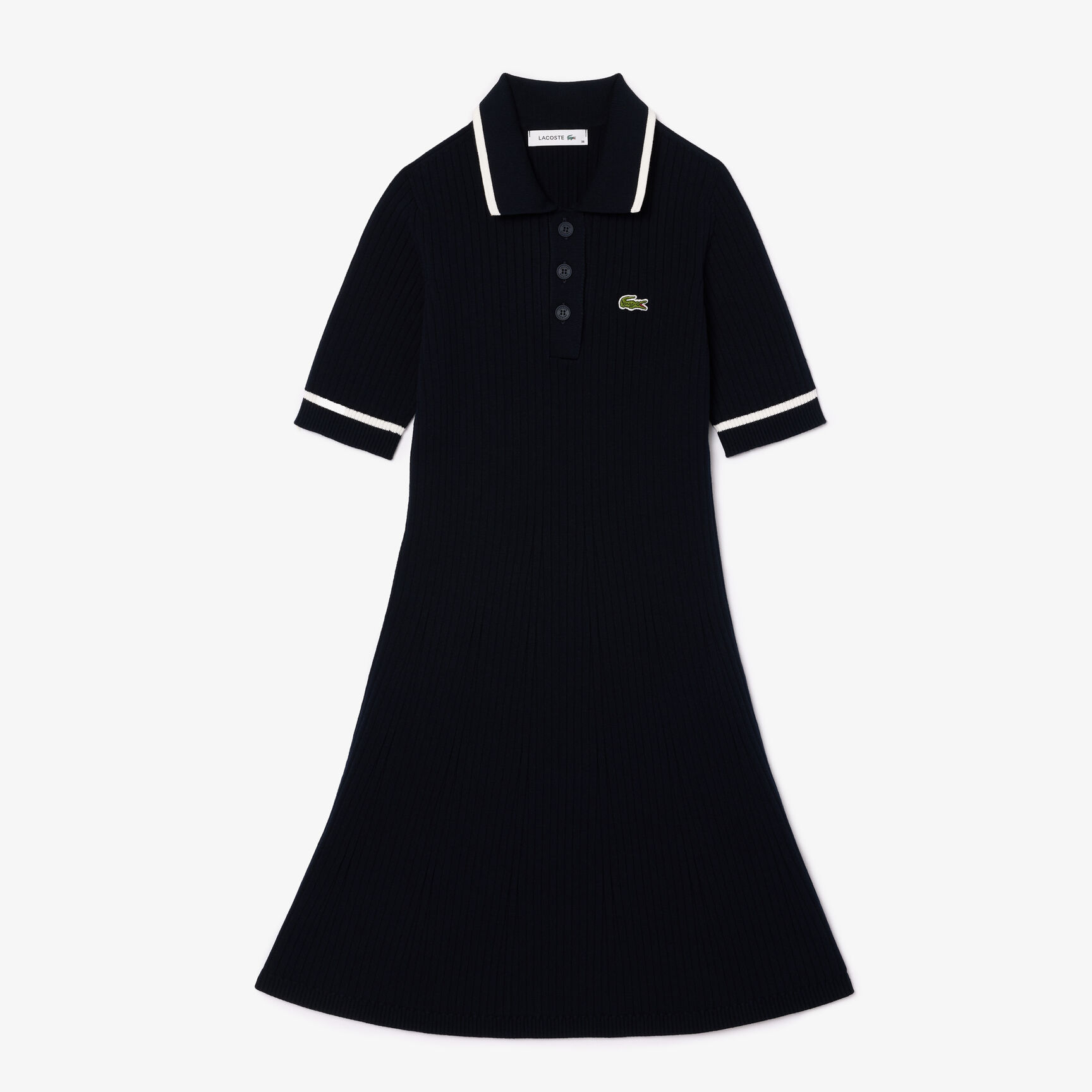 Flared Seamless 3D Flat Ribbed Polo Dress - EF7195-00-HHW