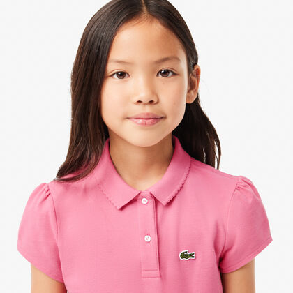 Scalloped Collar Mini Pique Polo Shirt