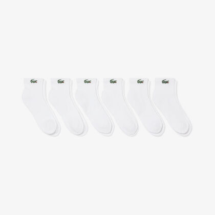 lacoste 6 pack striped cotton ankle socks