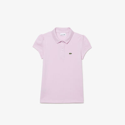 Girls' Lacoste Scalloped Collar Mini Piqué Polo Shirt