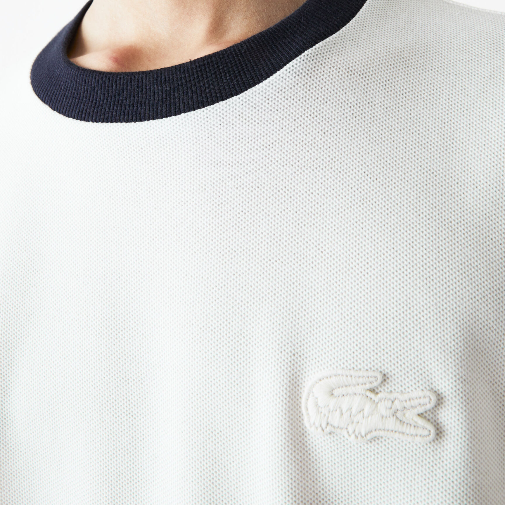 Men's Contrast Crew Neck Loose Fit Textured Cotton T-shirt Men's Contrast Crew Neck Loose Fit Textured Cotton T-shirt