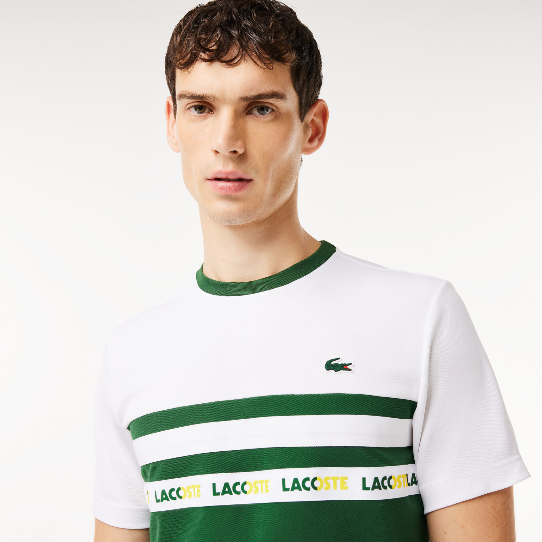 Buy Ultra-Dry Logo Stripe Pique Tennis T-shirt | Lacoste UAE