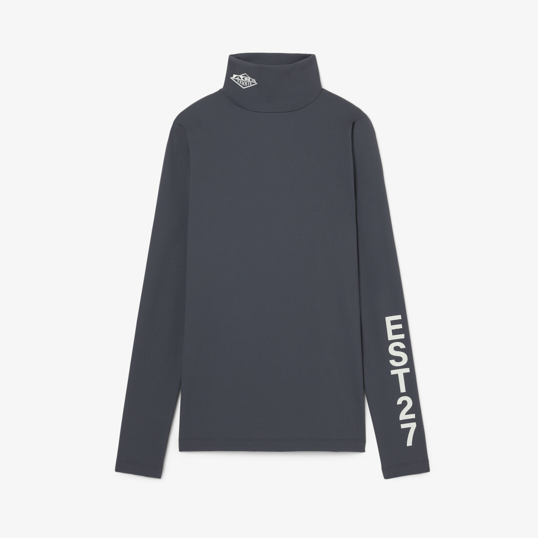 lacoste runway high neck printed stretch t shirt