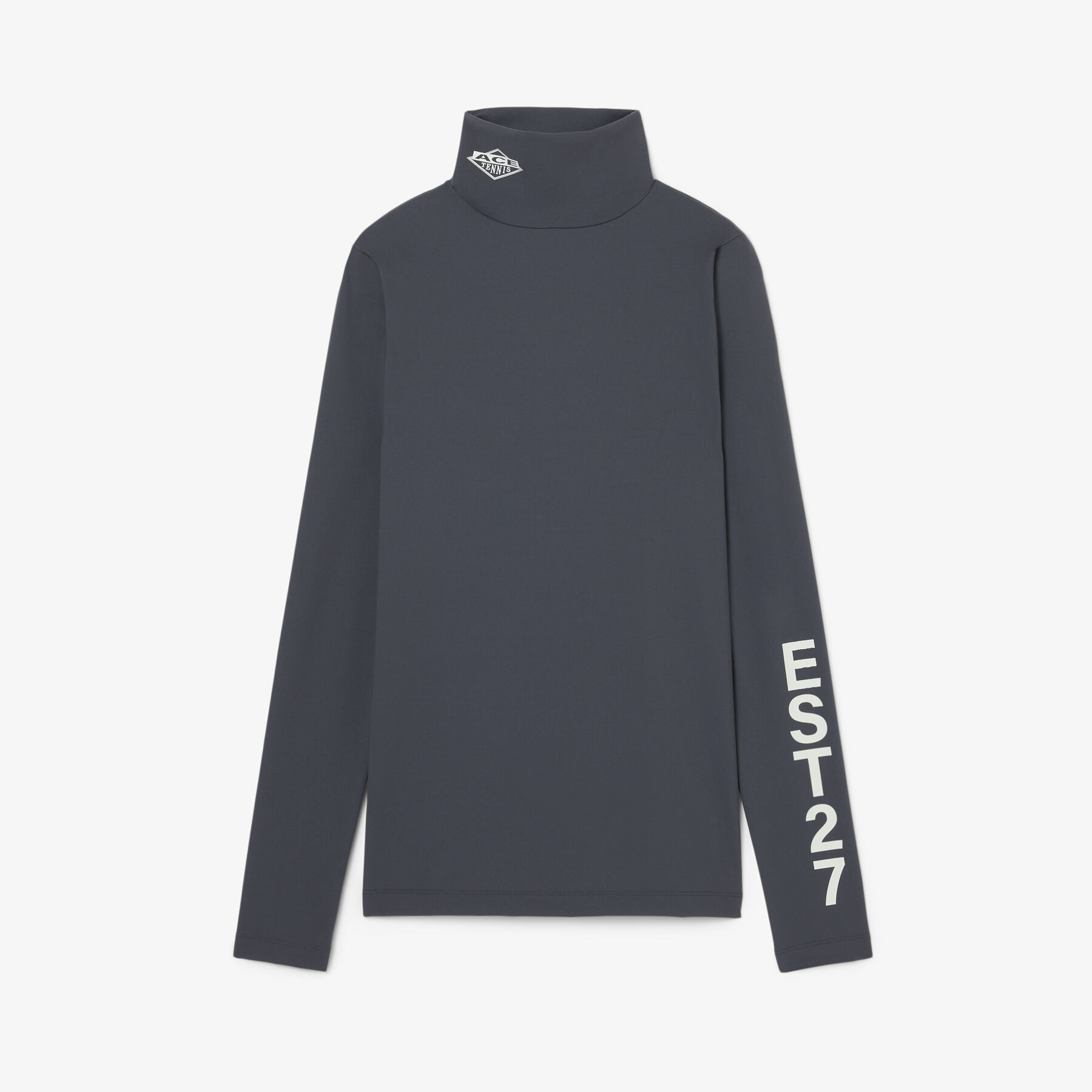 lacoste runway high neck printed stretch t shirt