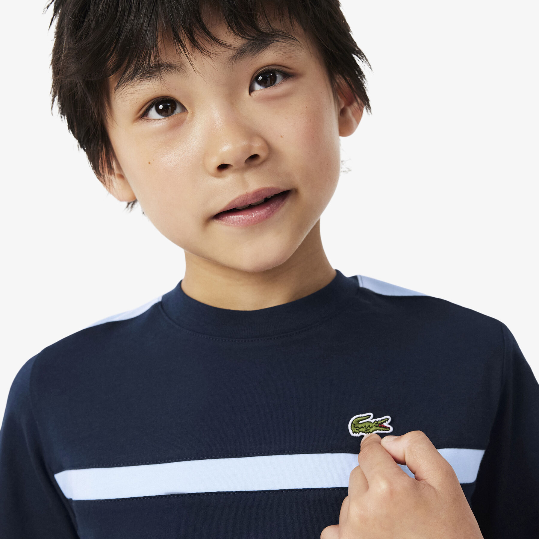 lacoste cotton colour block t shirt