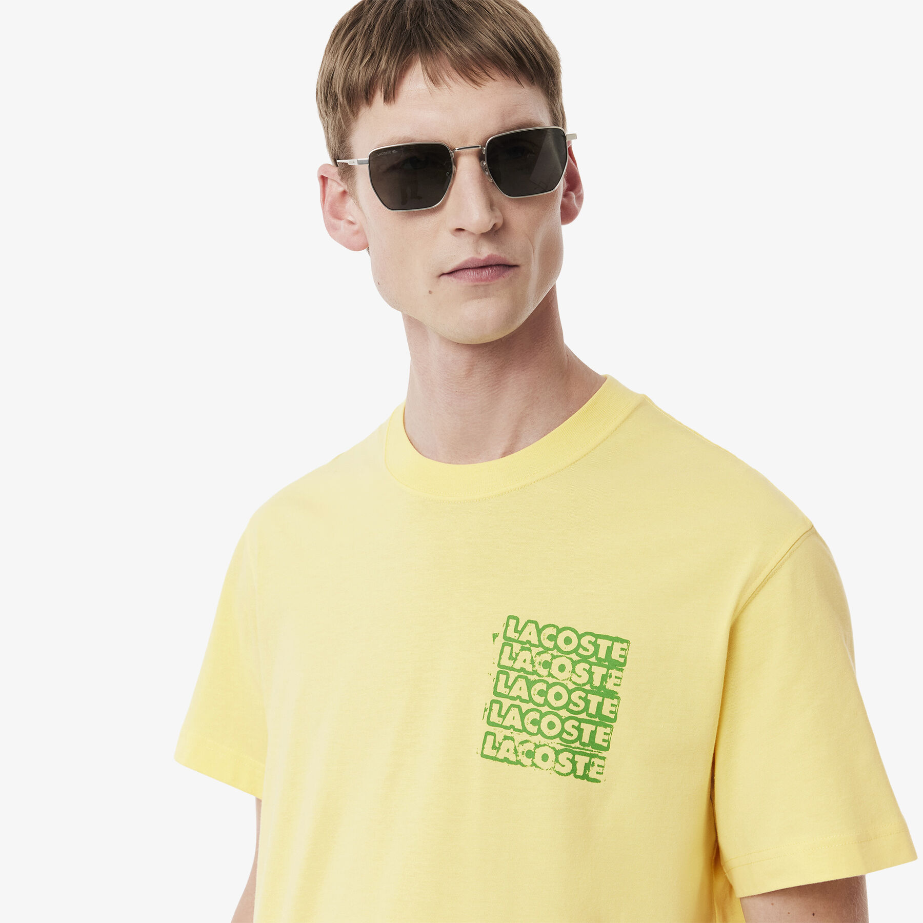 lacoste cotton jersey graphic t shirt