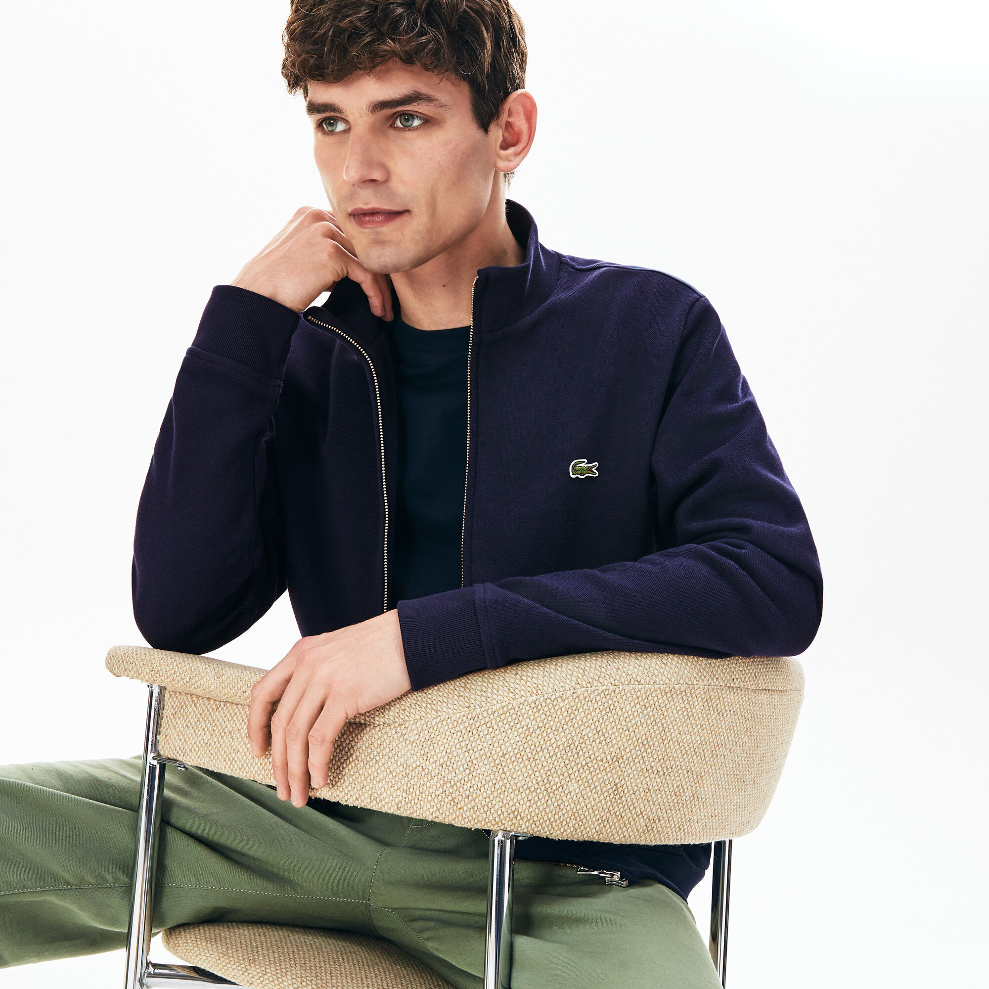 Men's Zip Stand-Up Collar Fleece Sweatshirt