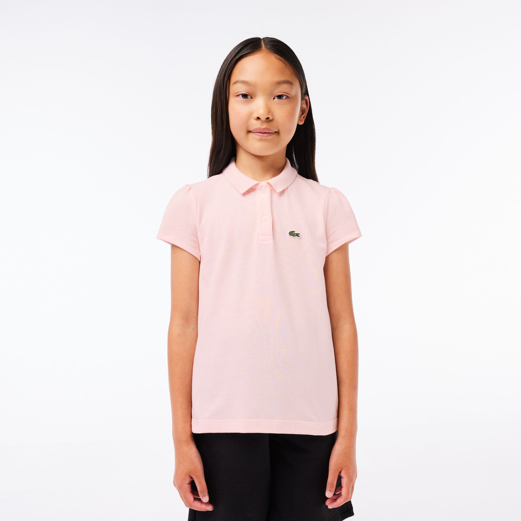 Girls' Lacoste Scalloped Collar Mini Pique Polo Shirt - PJ3594-00-T03