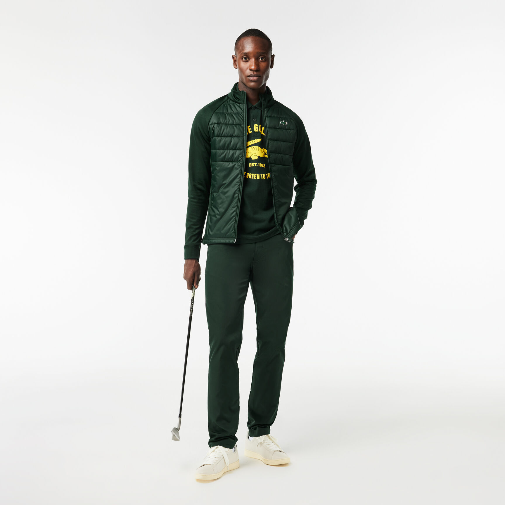 تي شيرت بولو من مجموعة لاكوست للتنس × دانييل ميدفيديف بقصّة ضيقة ومظهر دون خياطة Classic Fit Cotton Golf Polo Shirt - DH1093-00-YZP