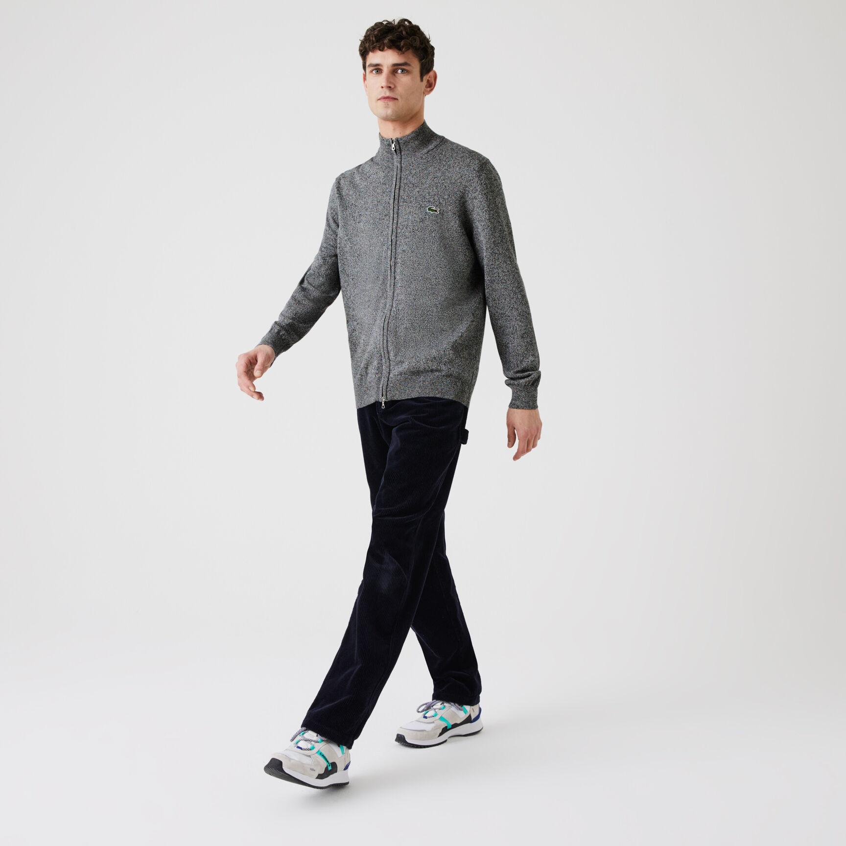 Zipped High Neck Cotton Sweater