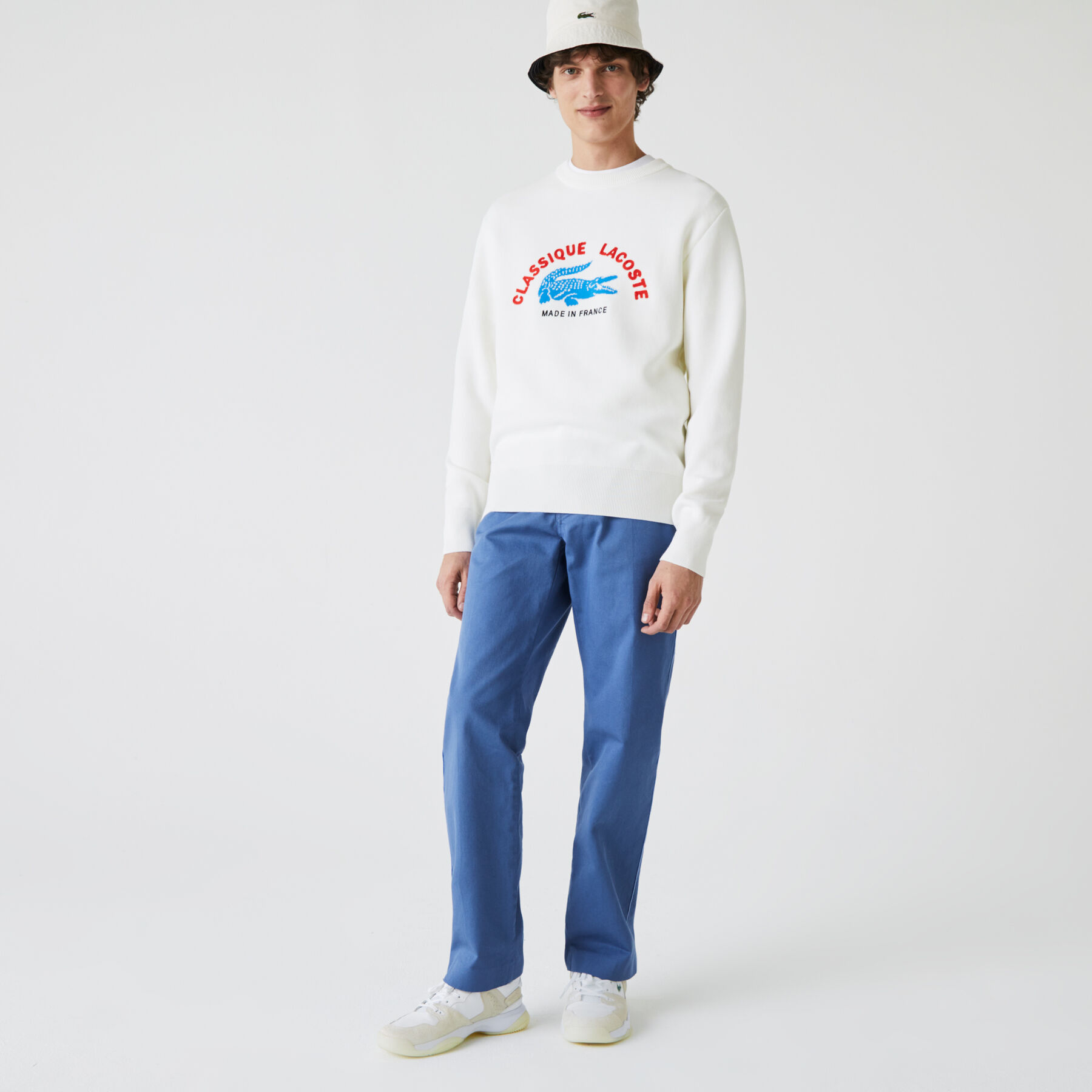 Men’s Made In France Crew Neck Embroidered Stretch Cotton Sweater lacoste men s made in france crew neck embroidered stretch cotton sweater