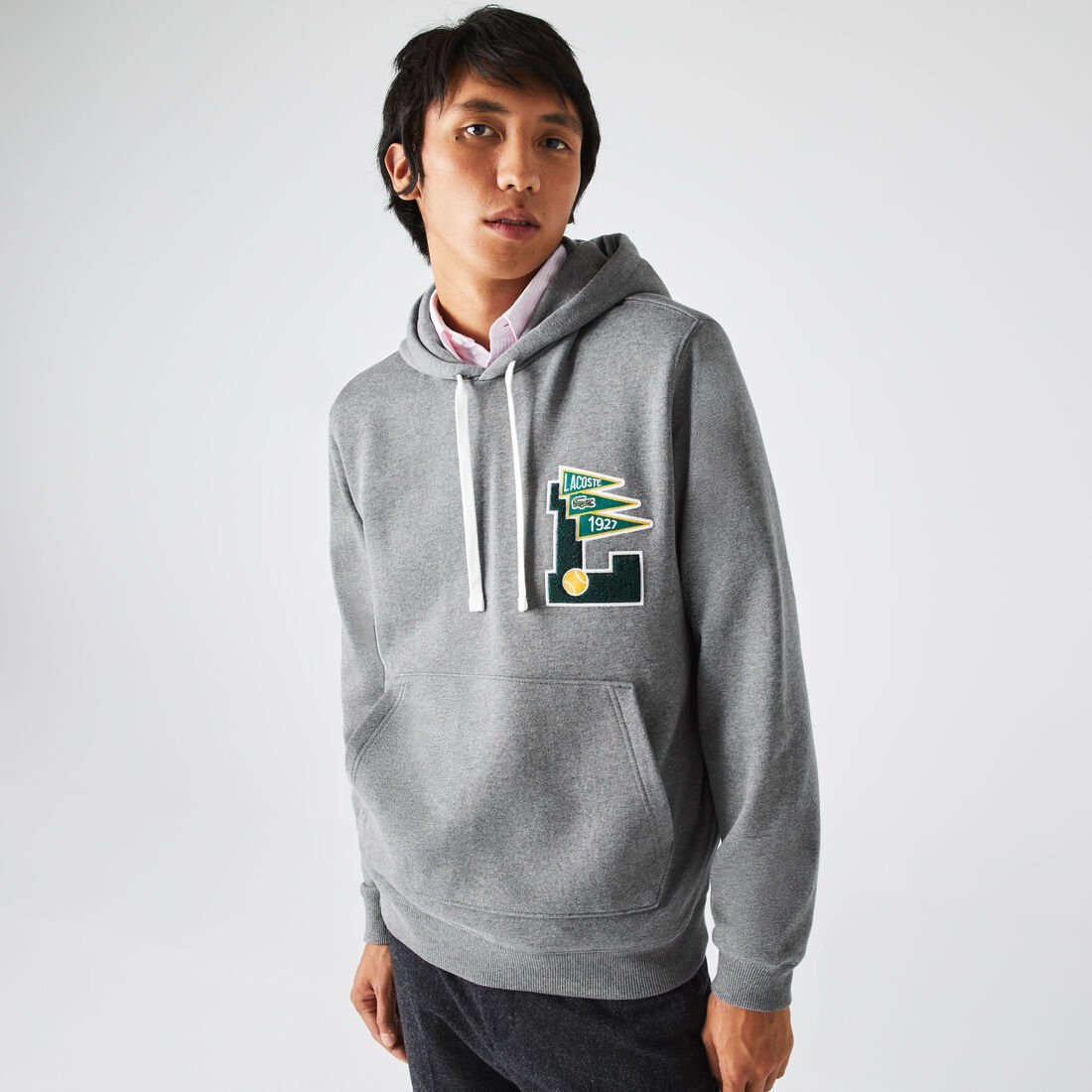 كنزة صوفية قطنية للرجال بغطاء رأس بشعار  Pennants L