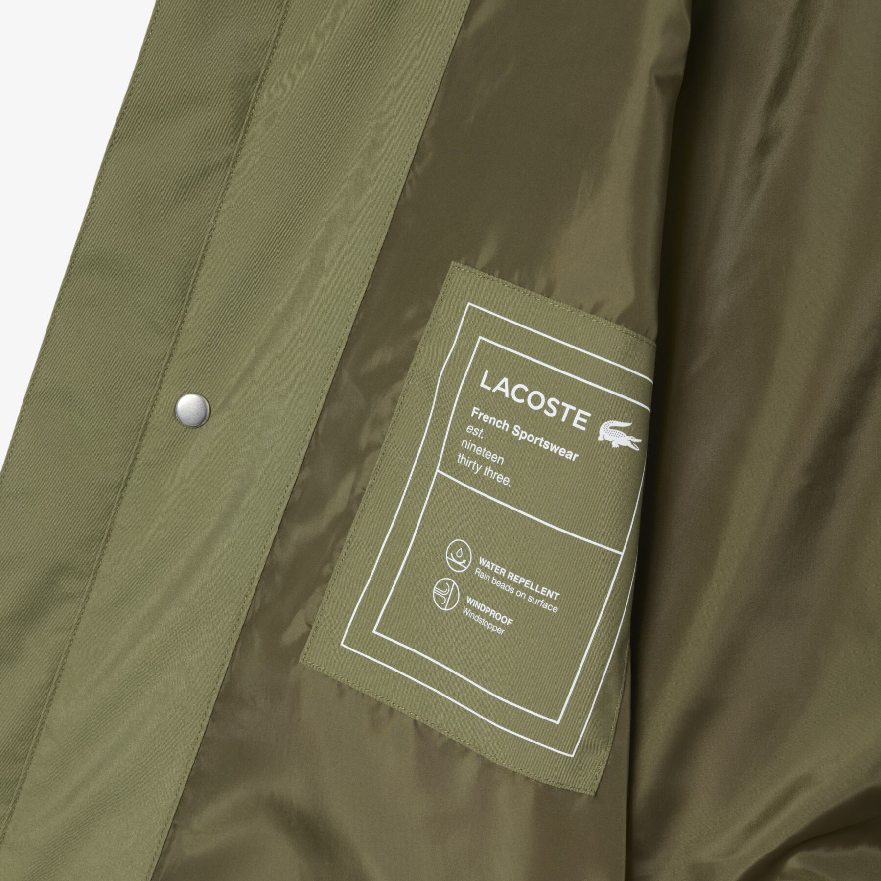 lacoste mid length water repellent windbreaker jacket