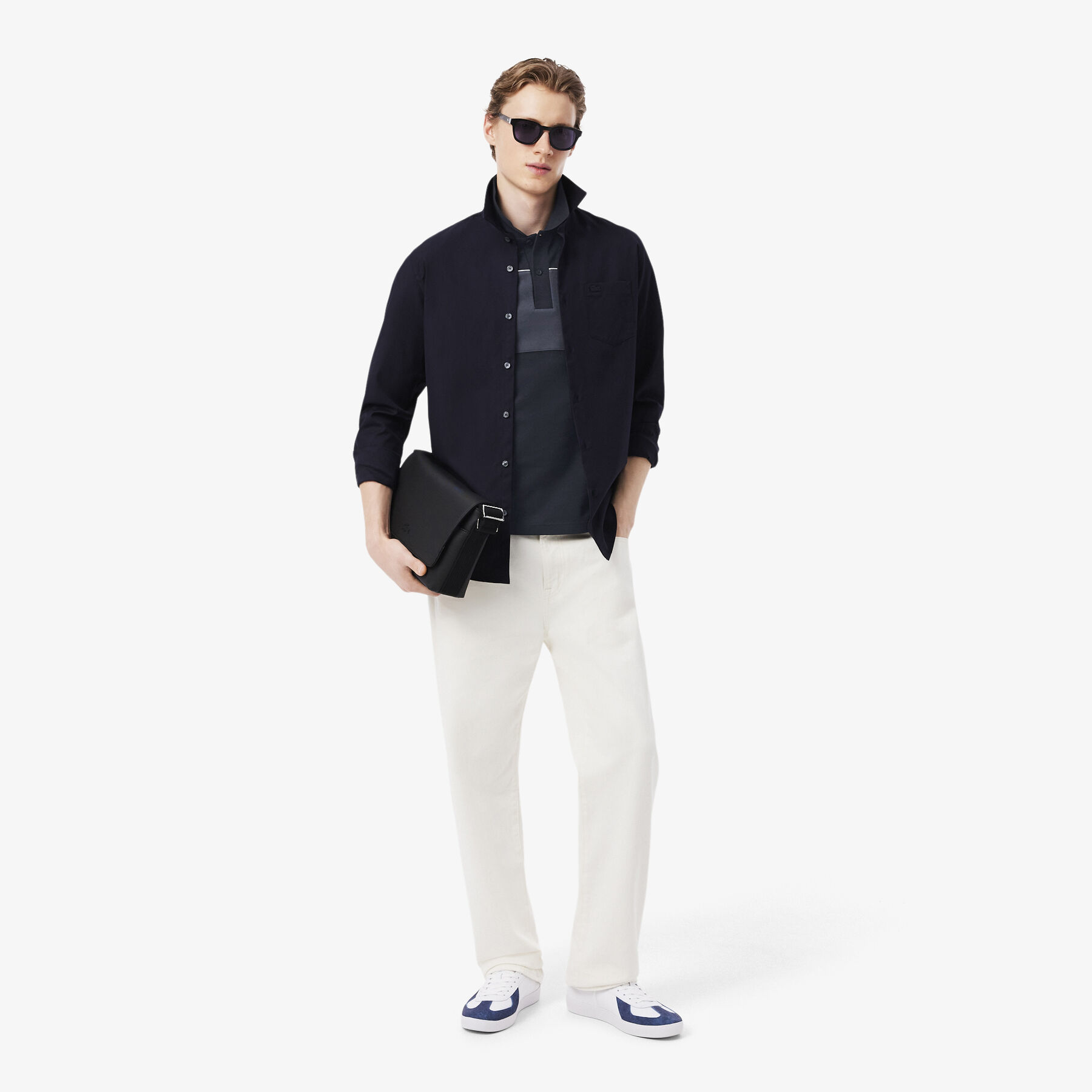 lacoste regular fit colour block pique polo shirt