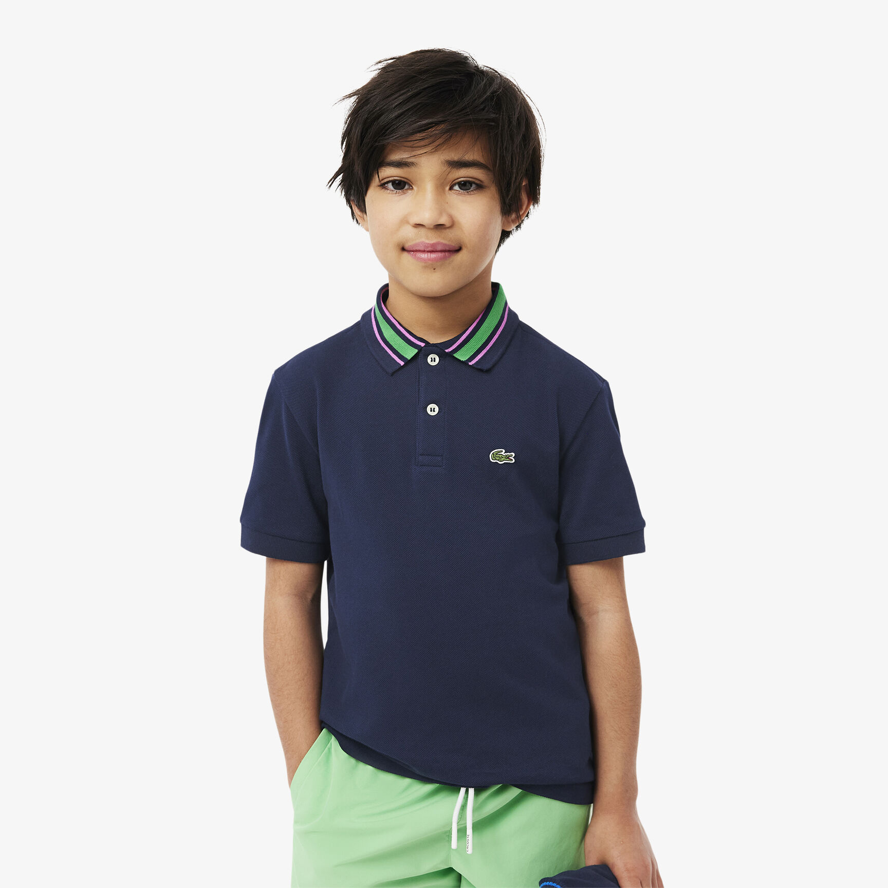 Stripe Collar Petit Pique Polo Shirt - PJ8402-00-HTI