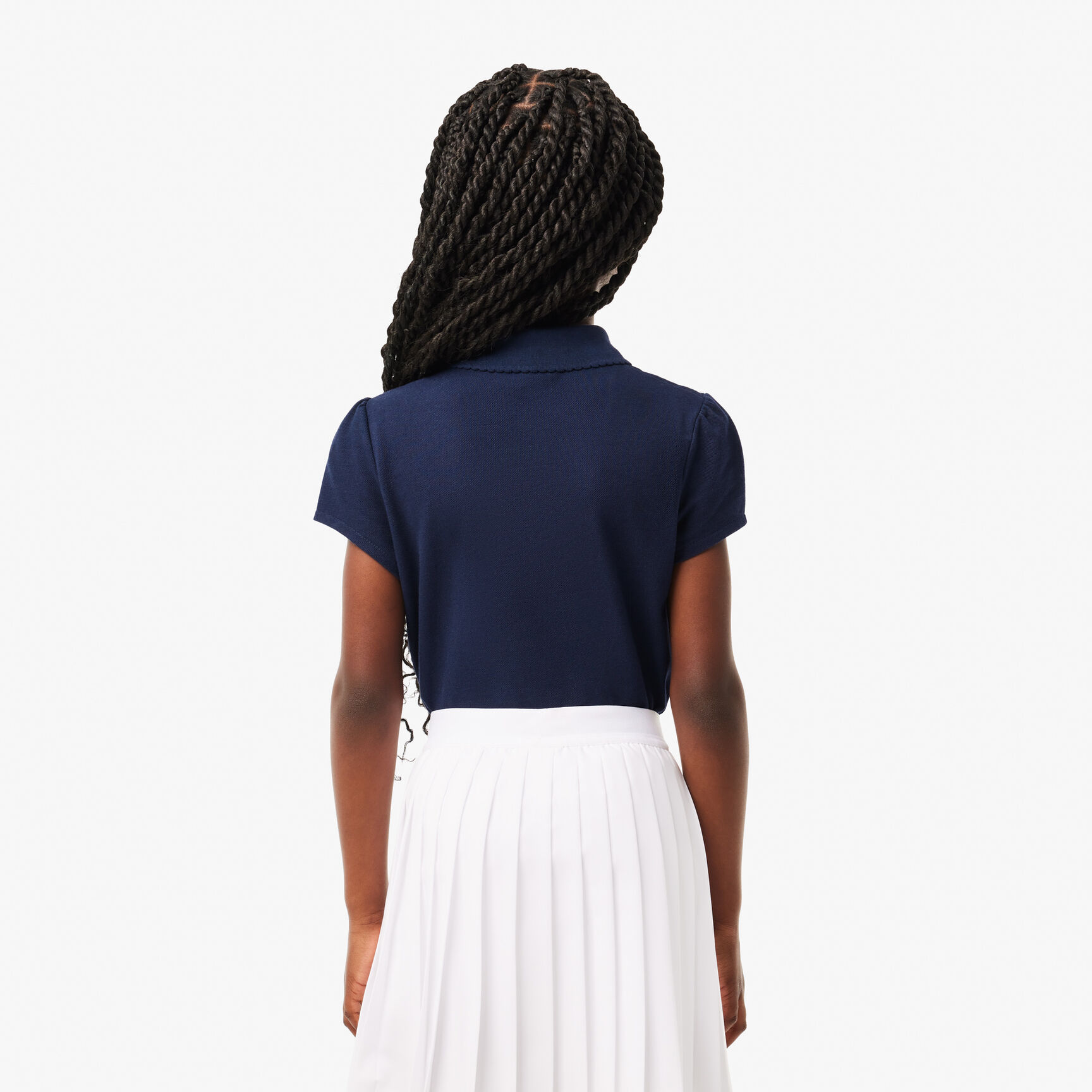 Girls' Lacoste Scalloped Collar Mini Pique Polo Shirt - PJ3594-00-166