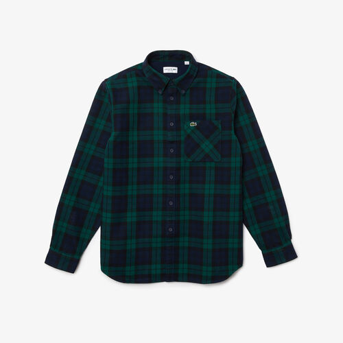 Men's Regular Fit Checkered Thick Flannel Overshirt