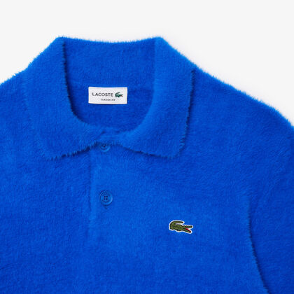 Fuzzy Knit Polo Sweater