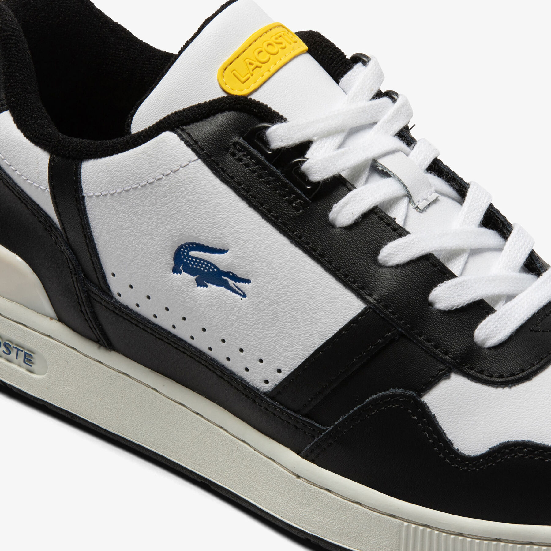 Men's Lacoste T-Clip Leather Colour Contrast Trainers men s lacoste t clip leather colour contrast trainers