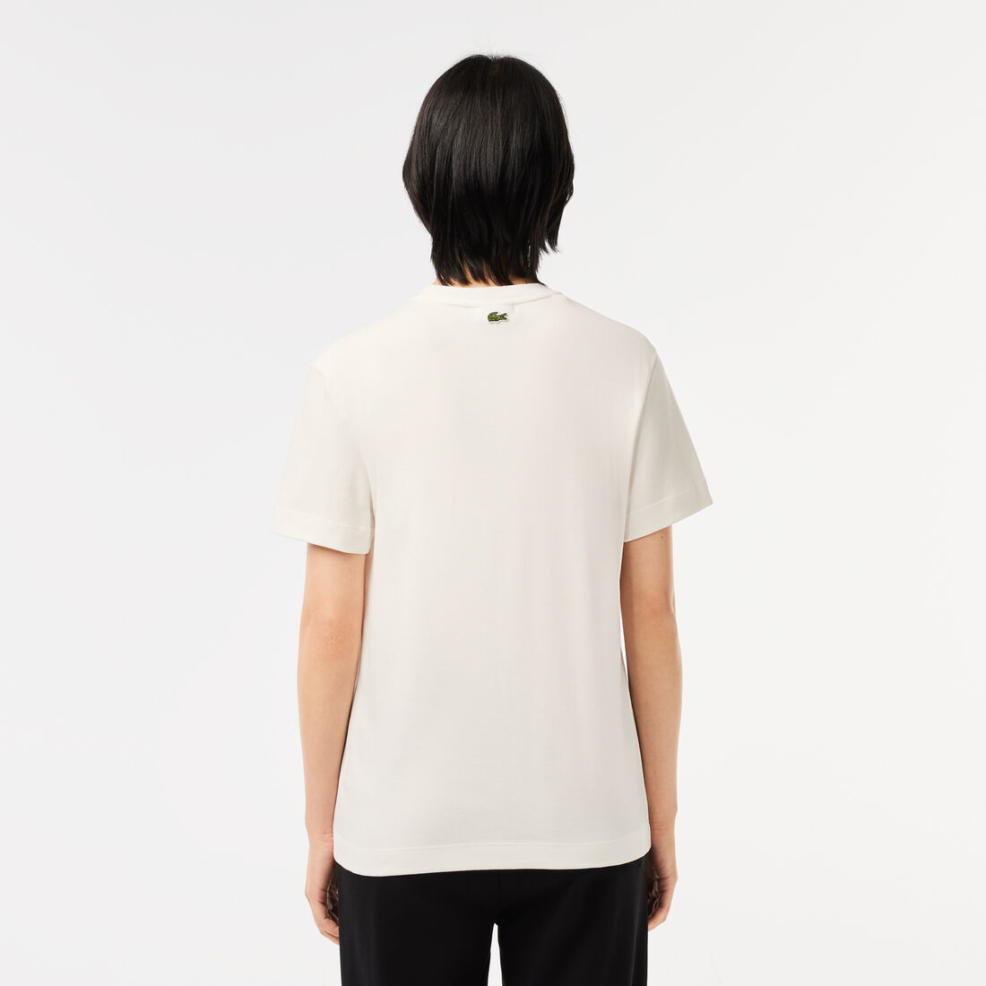 تي شيرت لاكوست جيرسيه قطن بطبعة شعار واسم الماركة Regular Fit Signature Print T-shirt - TF0854-00-70V