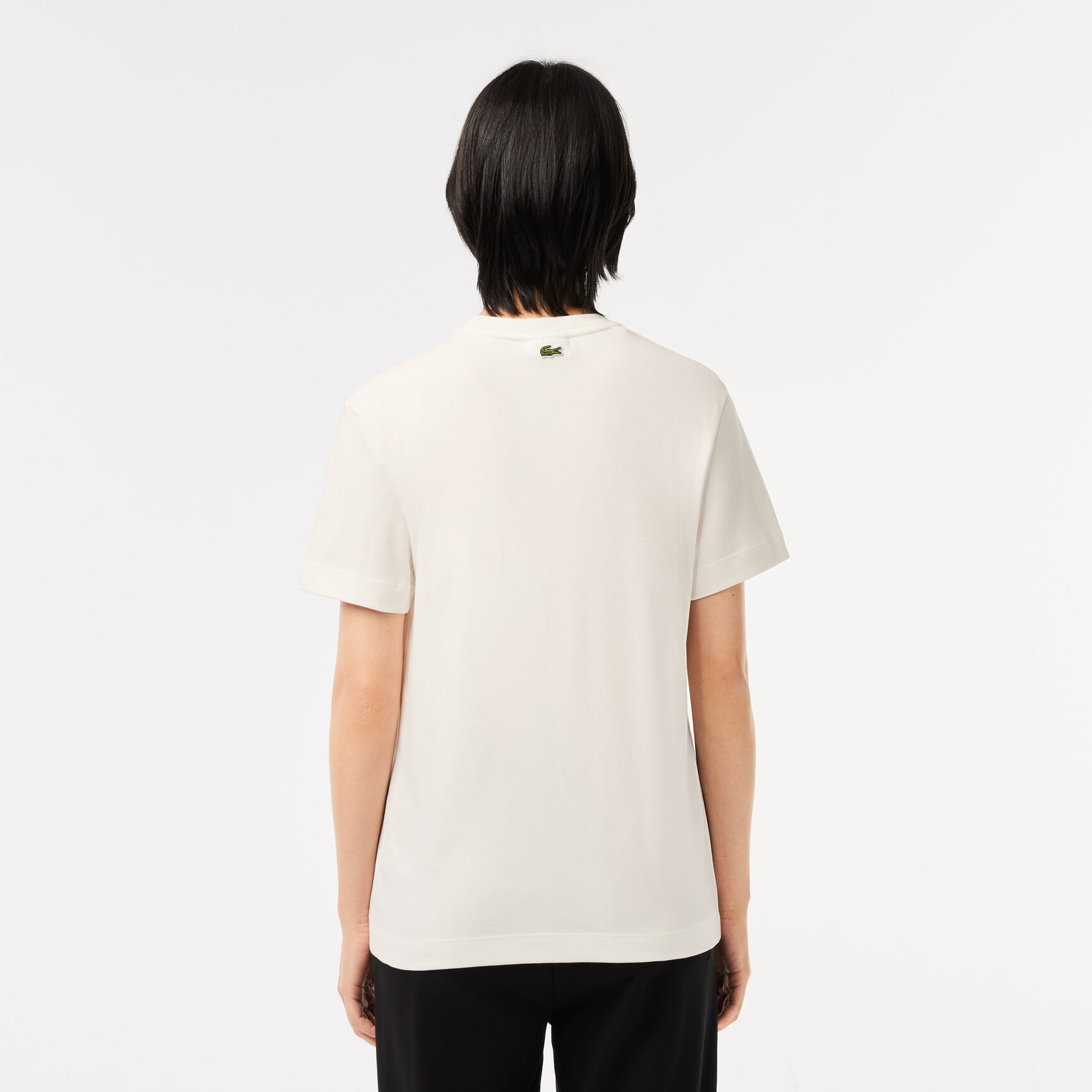 تي شيرت لاكوست جيرسيه قطن بطبعة شعار واسم الماركة Regular Fit Signature Print T-shirt - TF0854-00-70V