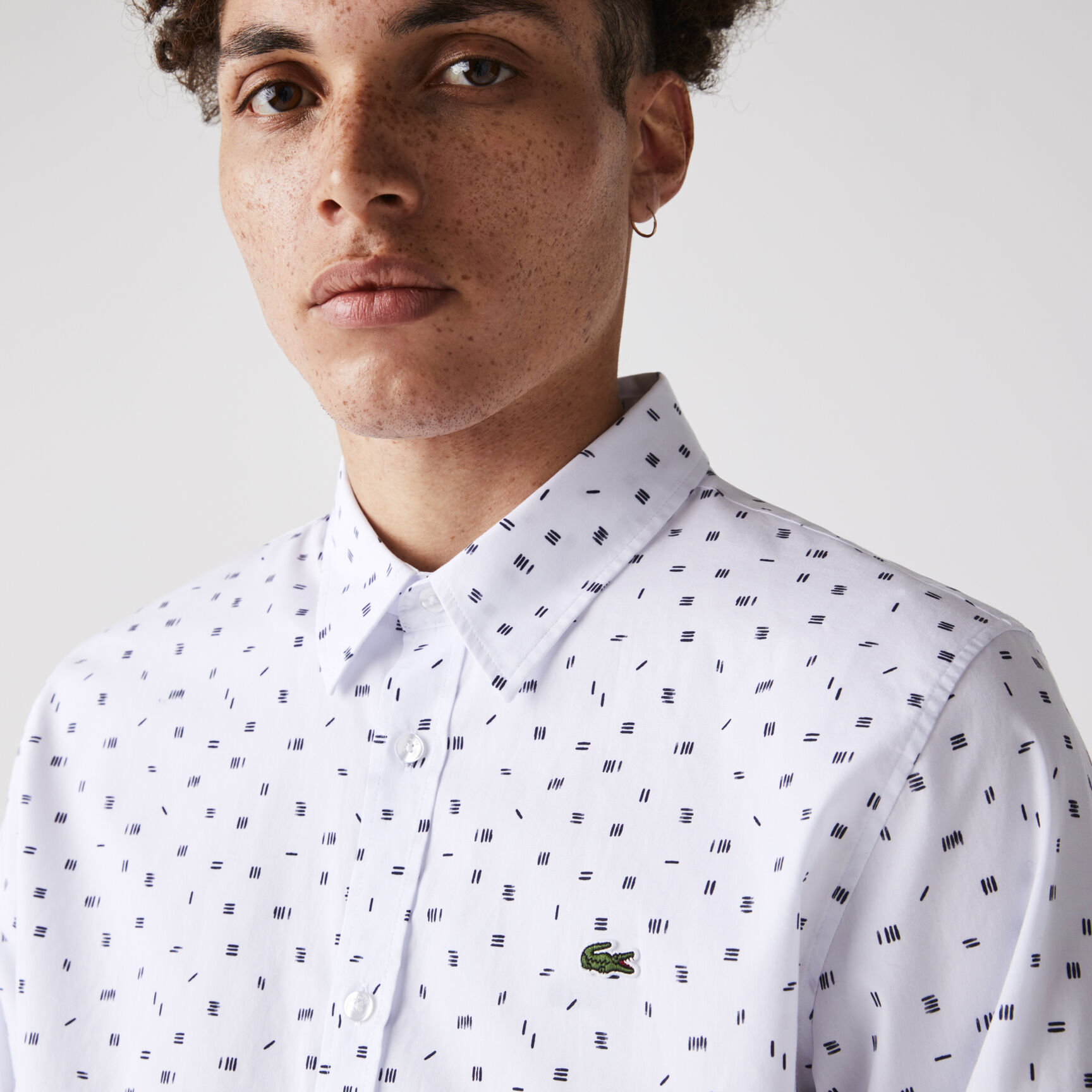 Men’s Slim Fit Finely Patterned Cotton Poplin Shirt