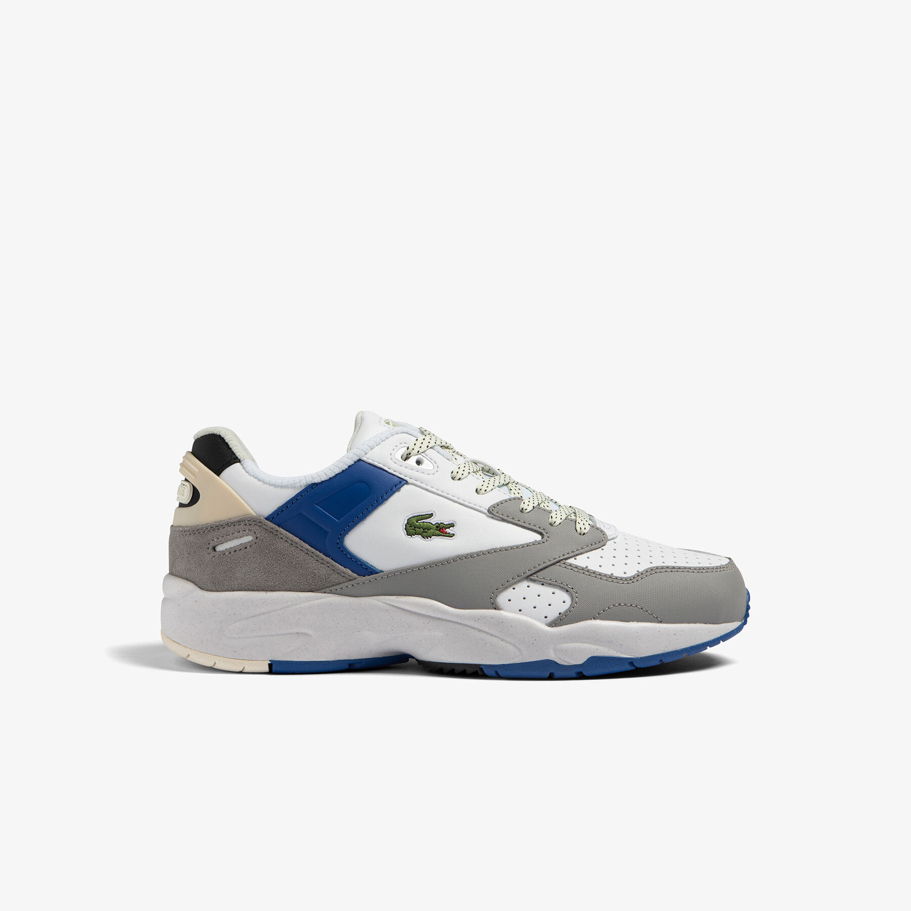 Men's Lacoste Storm 96 Lo Leather Colour Block Trainers men s lacoste storm 96 lo leather colour block trainers