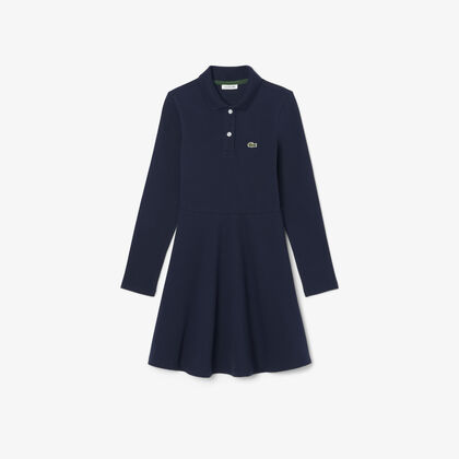 فستان بولو بيكيه مطاطي بأكمام طويلة