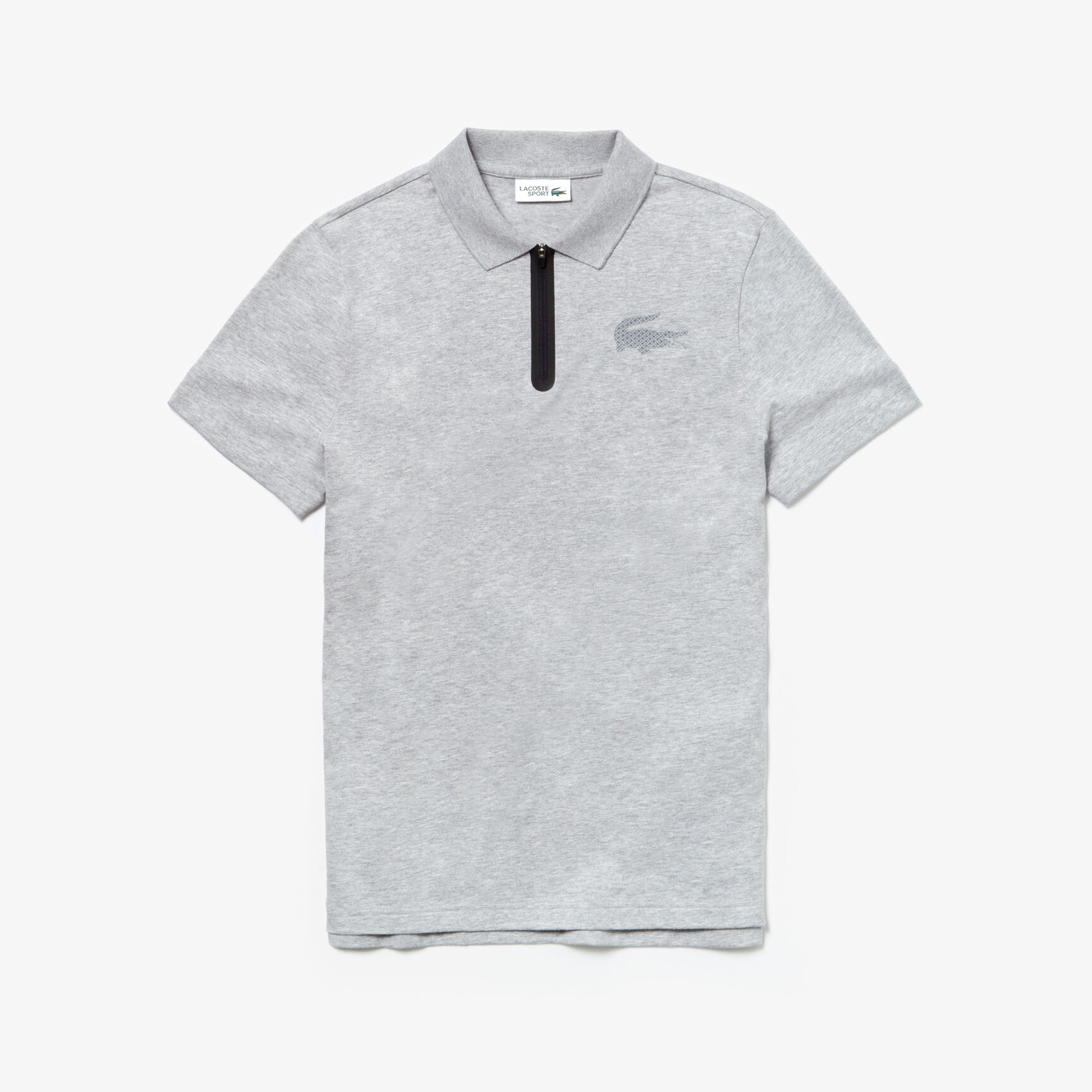 قميص بولو قطني للرجال بسحاب عند الياقة وعلامة التمساح المجسمة من مجموعة Lacoste SPORT