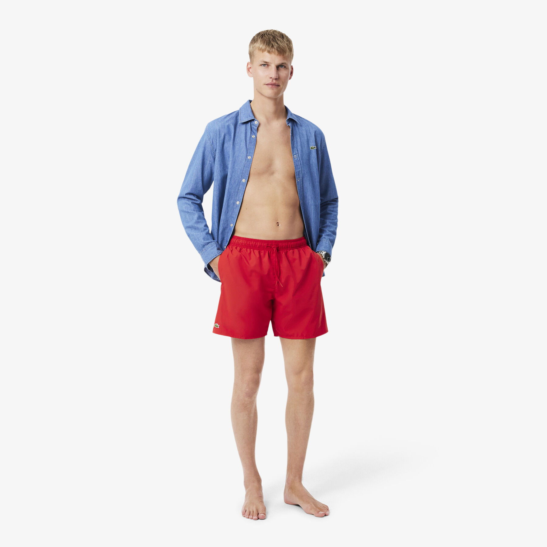 Mid Length Monochrome Swim Trunks - MH9088-00-8UN