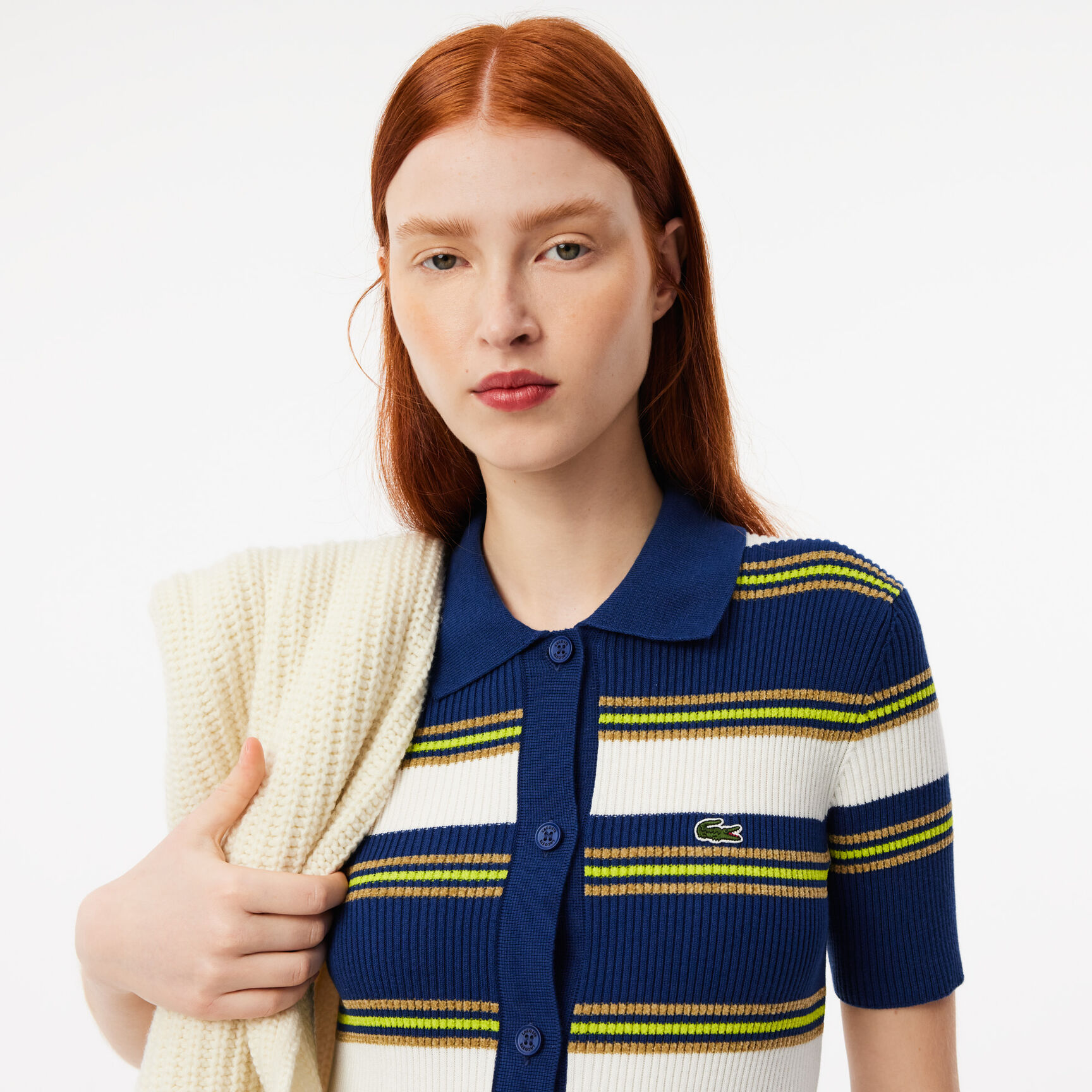 Striped Rib Knit Shirt Dress - EF2554-00-ICZ