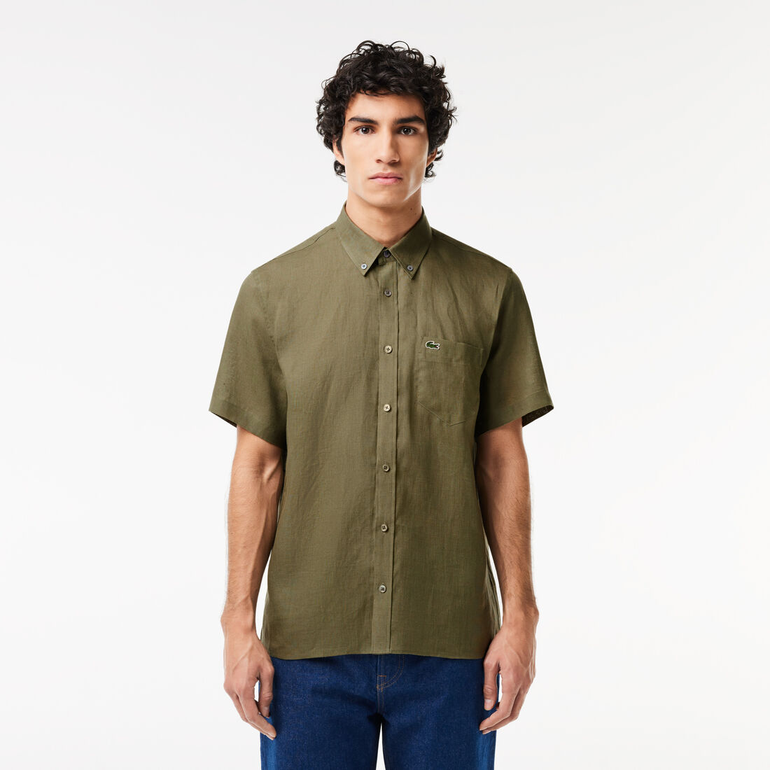 Buy Men's Lacoste Short Sleeve Linen Shirt | Lacoste UAE