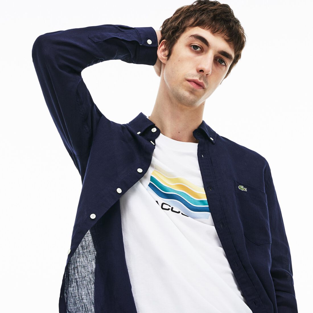 قميص كتان بقصة عادية للرجال قميص كتان بقصة عادية للرجال