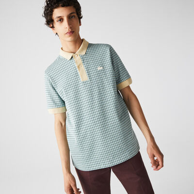 Men's Lacoste L!ve Relaxed Fit Checkered Cotton Blend Polo