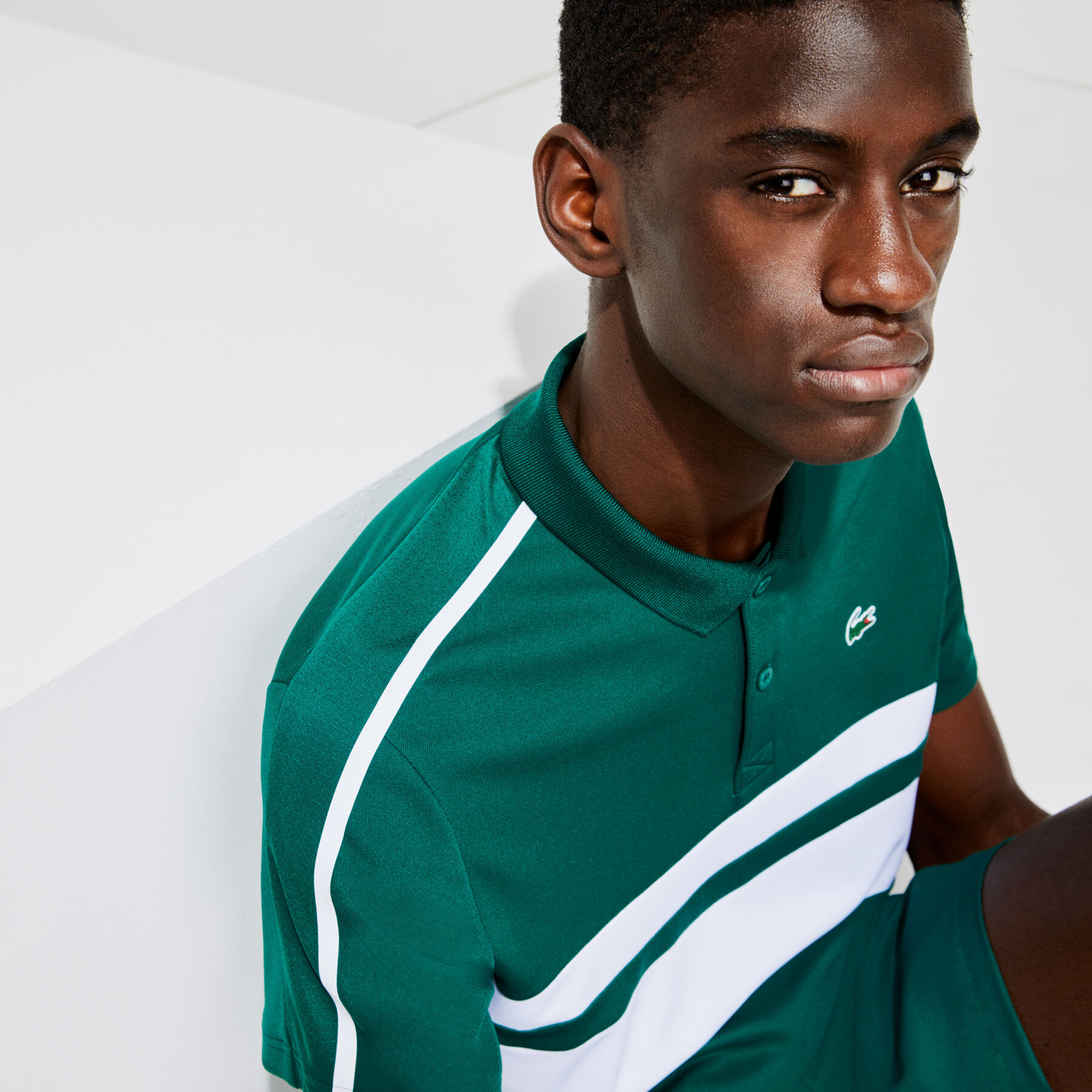 men s lacoste sport breathable resistant piqu  tennis polo shirt
