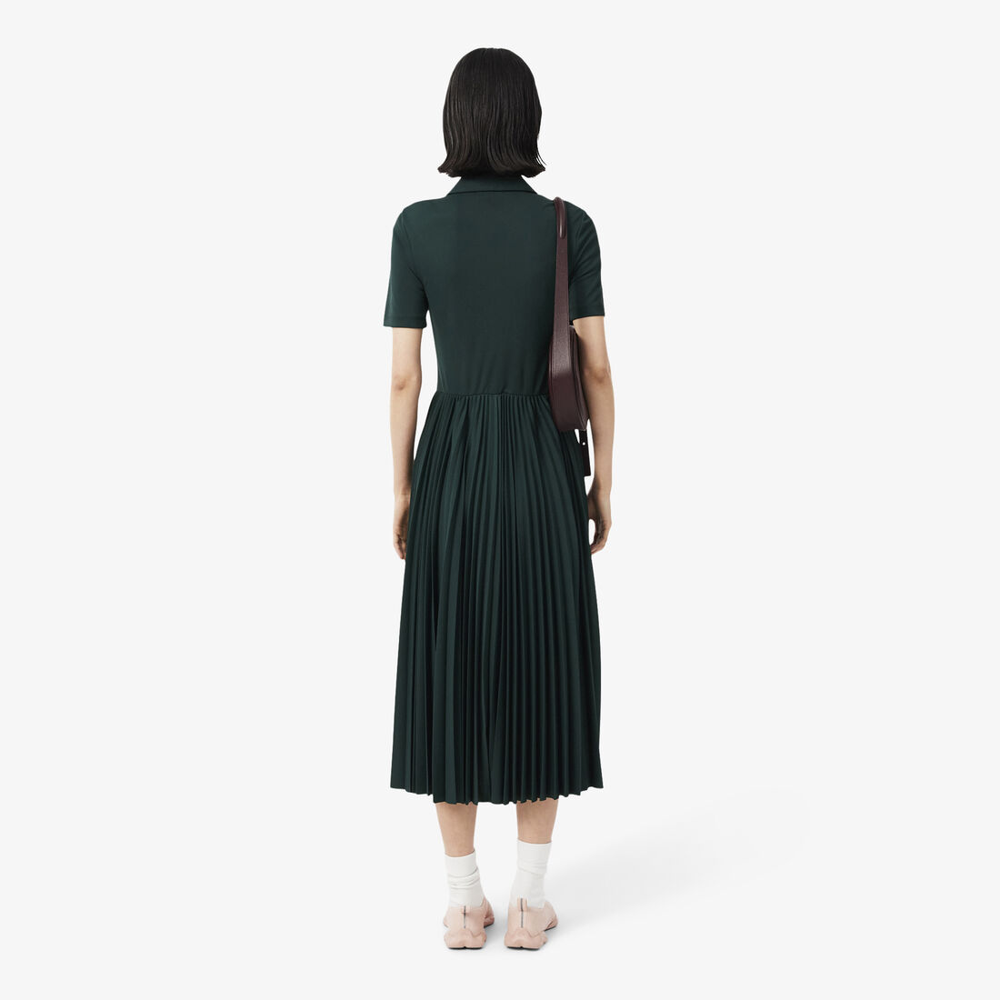 Pleated Fluid Jersey Polo Collar Dress lacoste pleated fluid jersey polo collar dress