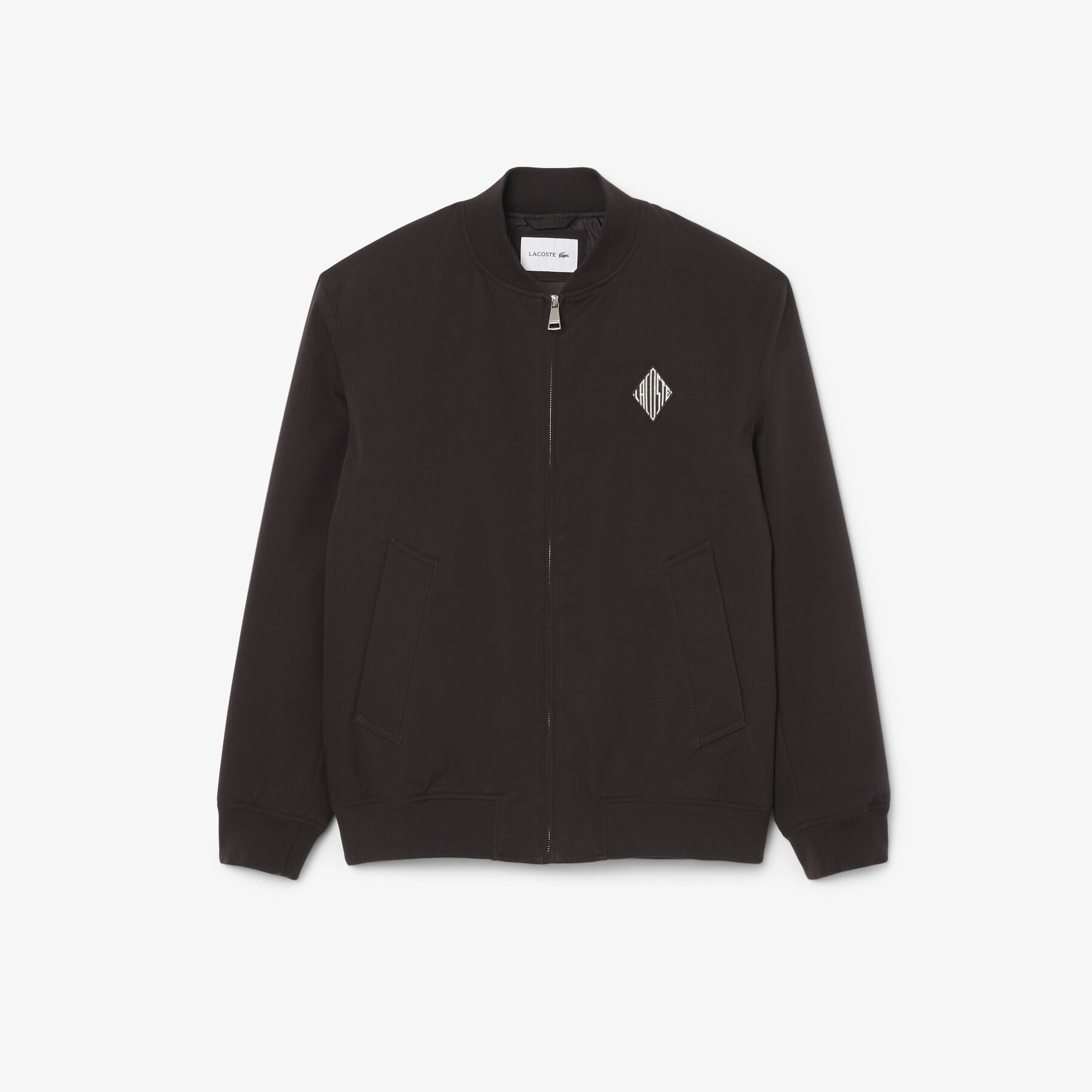 lacoste retro badge water repellent bomber jacket