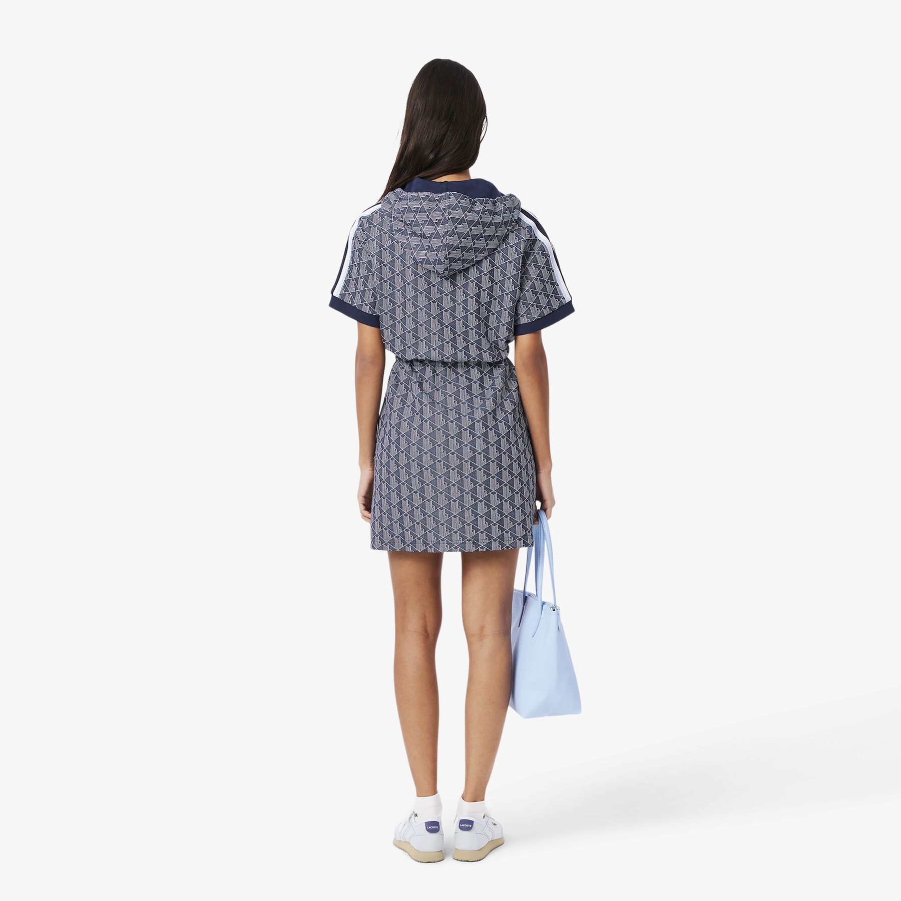 lacoste jacquard monogram hoodie dress