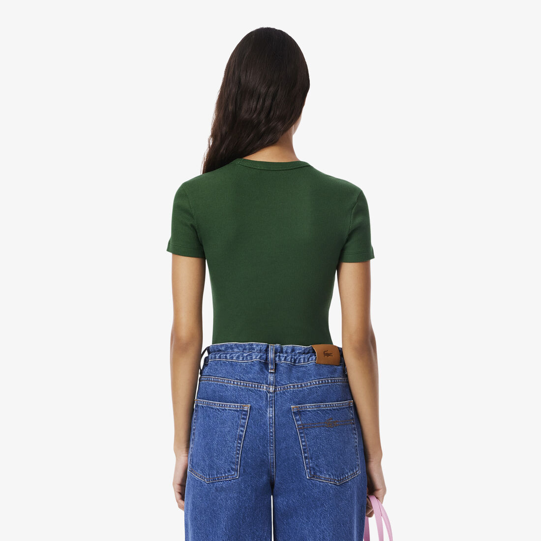 تي شيرت قطني مضلع بقصة ضيقة Slim Fit Ribbed Cotton T-shirt - TF5538-00-132