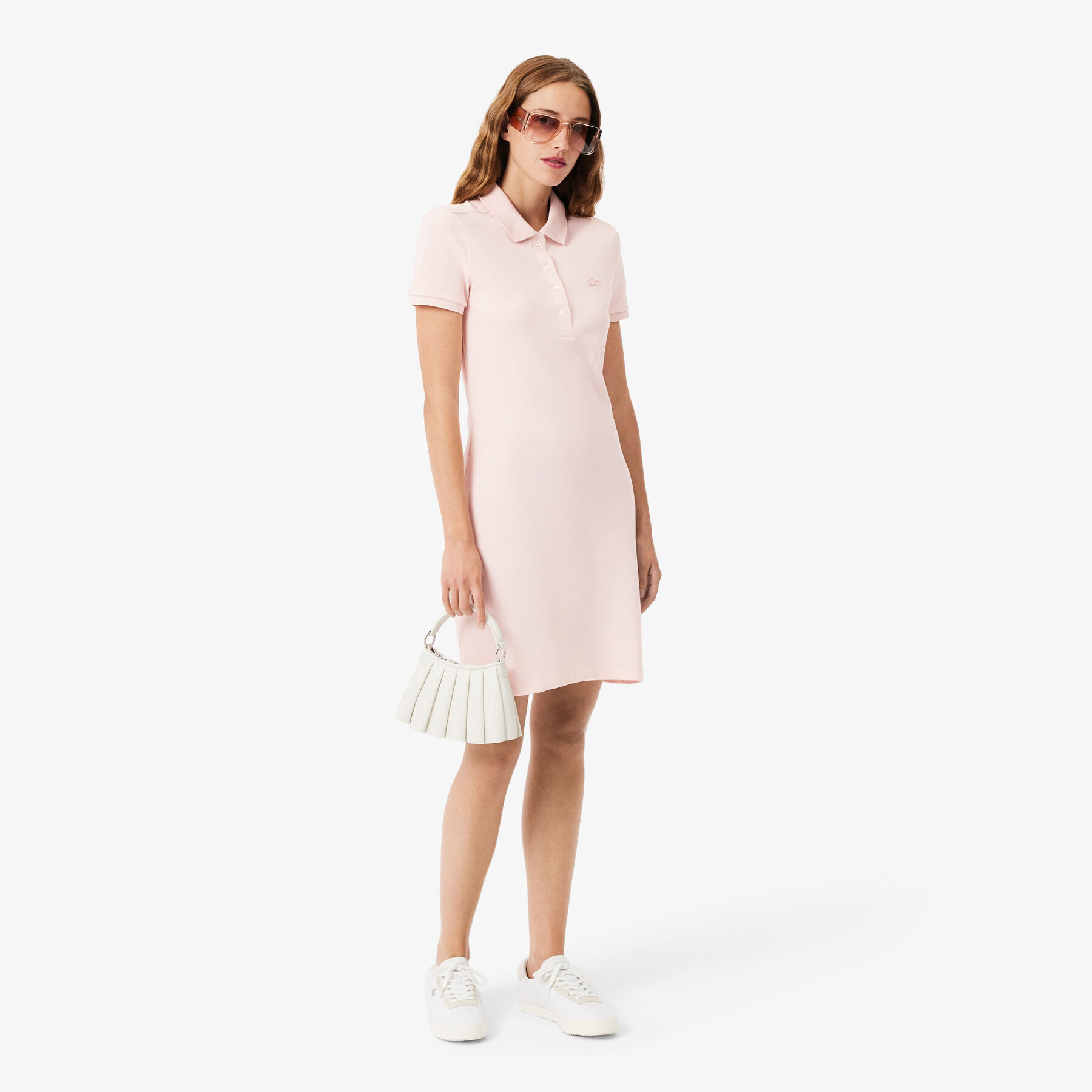 فستان بولو من قماش البيكيه المطاطي بقصة ضيقة Slim Fit Stretch Petit Pique Polo Dress - EF5473-00-ADY