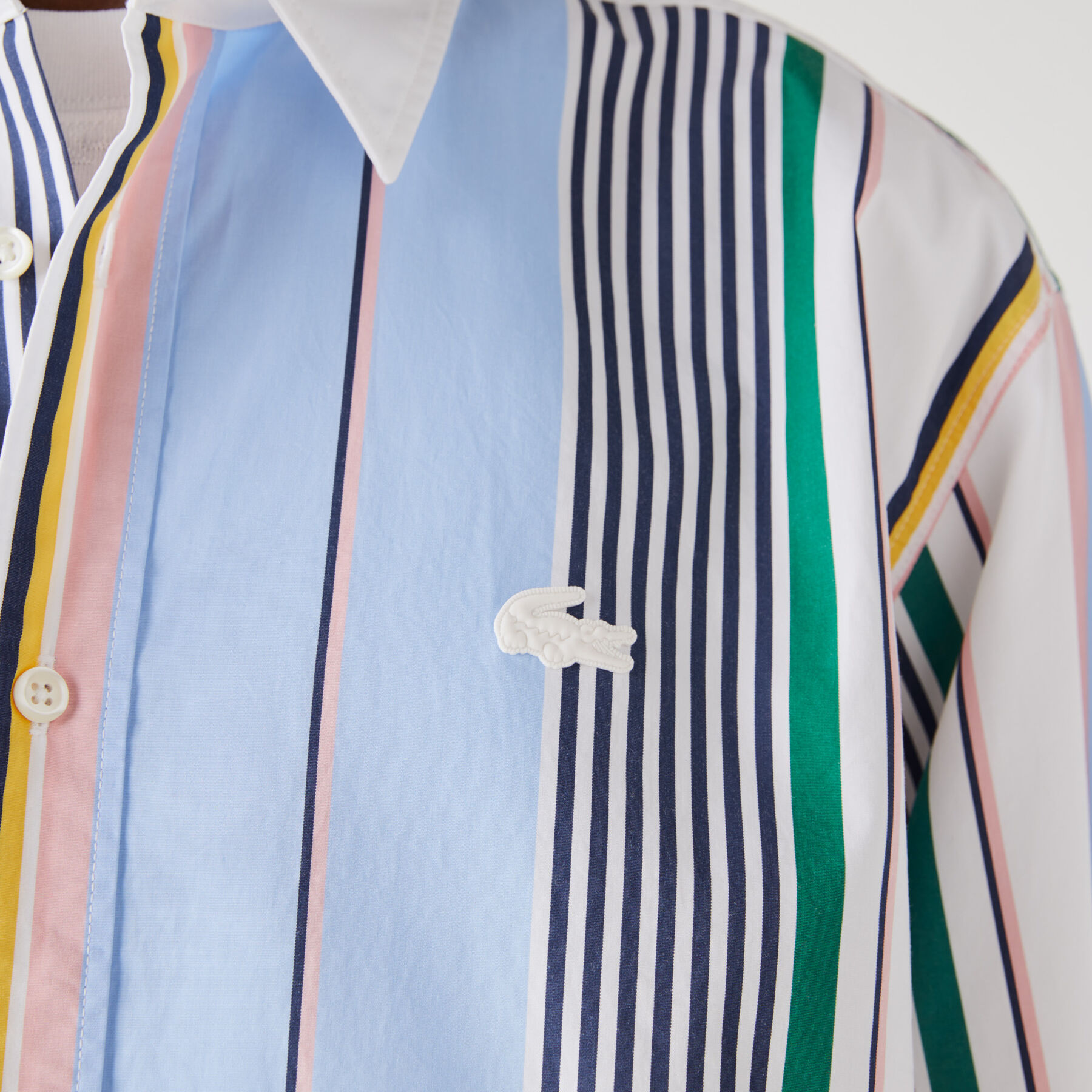 Men’s Lacoste LIVE Relaxed Fit Mismatched Stripes Cotton Shirt men s lacoste live relaxed fit mismatched stripes cotton shirt