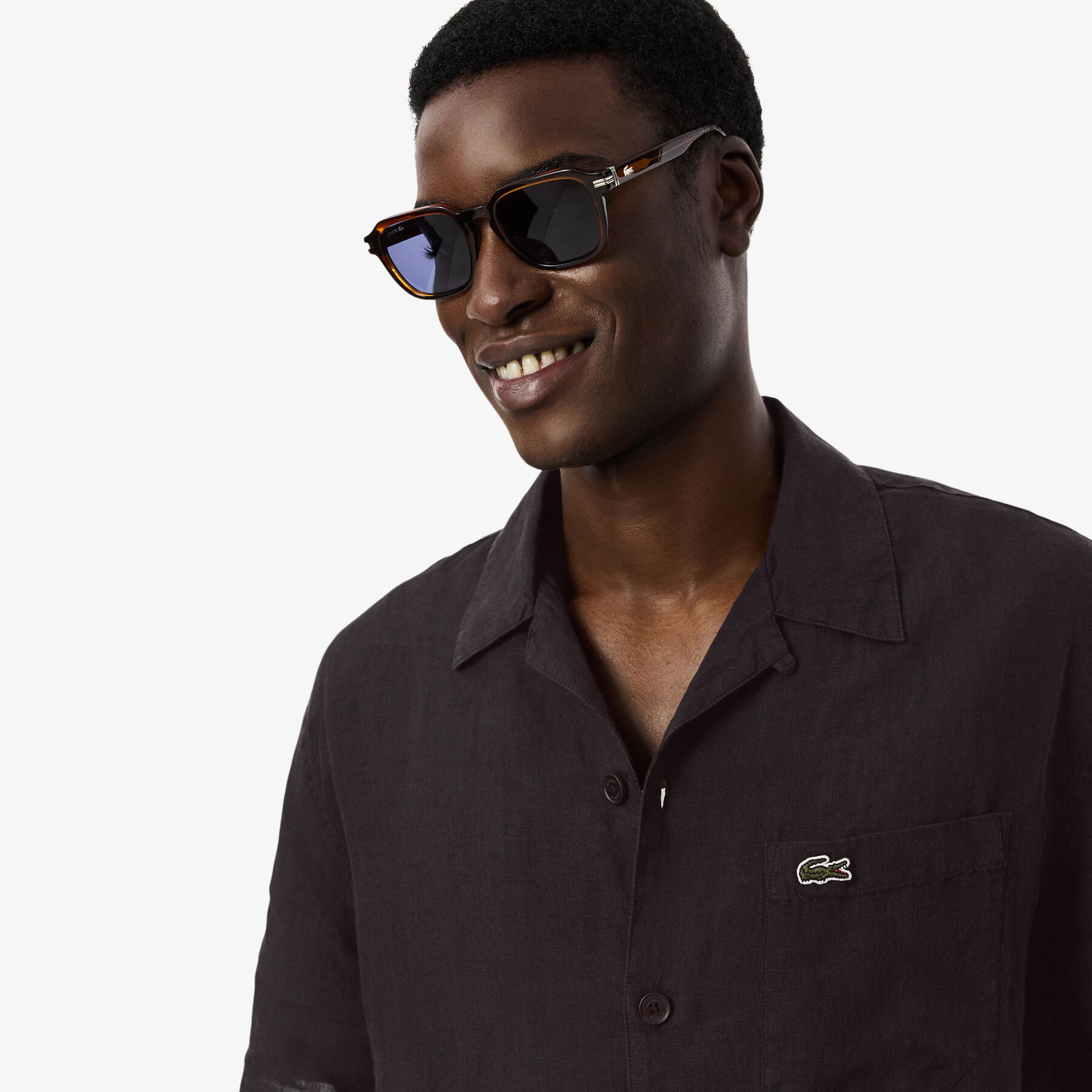 lacoste relaxed fit linen shirt