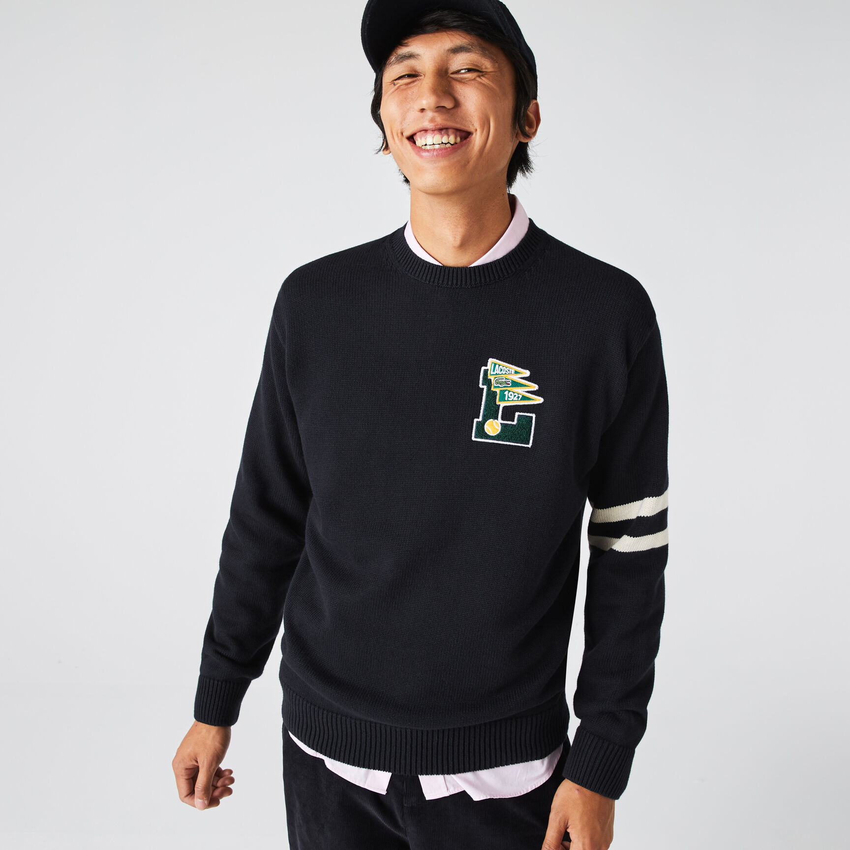 Men’s Crew Neck Pennants L Badge Wool And Cotton Sweater Men’s Crew Neck Pennants L Badge Wool And Cotton Sweater