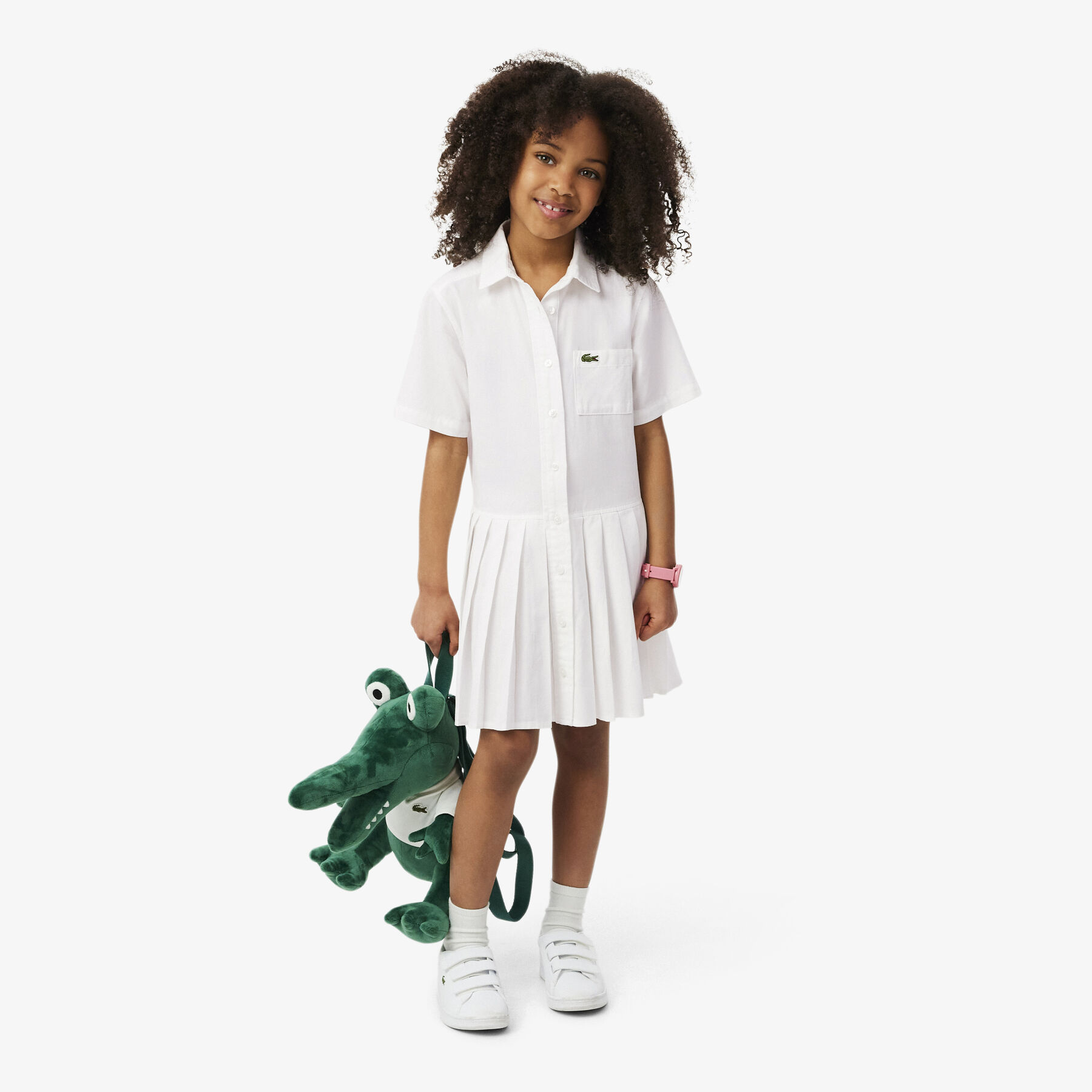 فستان قميص بتنورة من قماش البوبلين المطوي Poplin Pleat Skirt Shirt Dress - EJ6639-00-70V