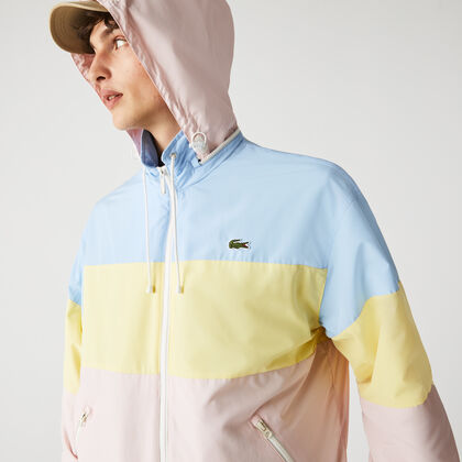 Men’s Concealed Hood Water-resistant Colorblock Jacket
