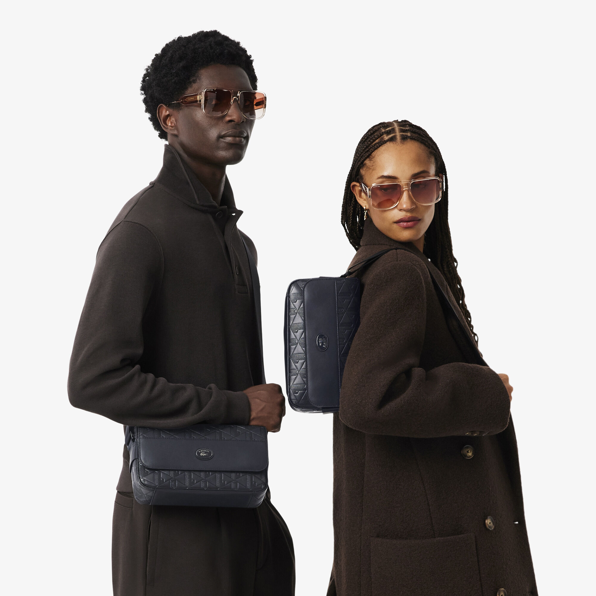 Nomogramme Leather Flap Close Satchel, Black | LACOSTE UAE