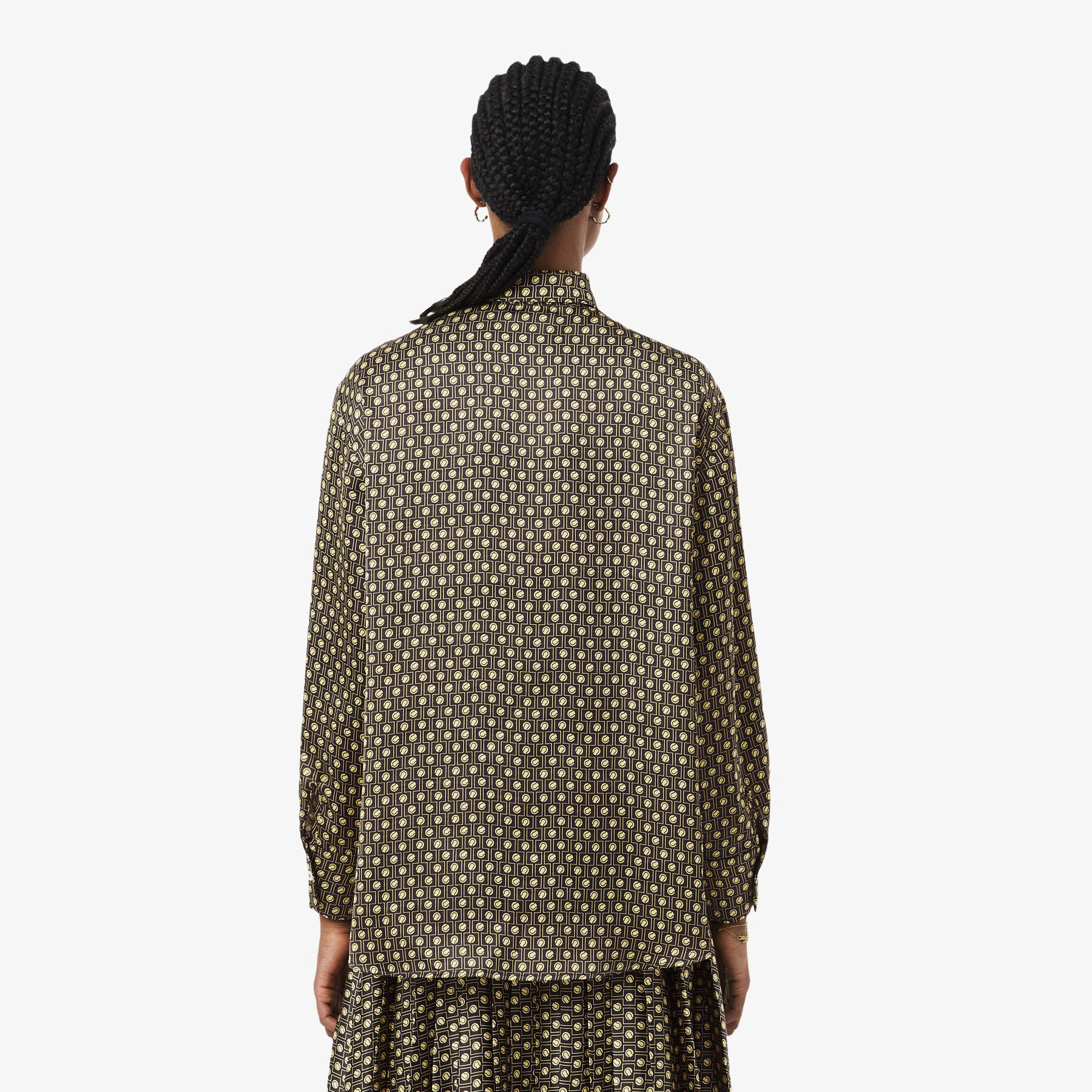 Oversized Printed Satin Shirt lacoste oversized printed satin shirt