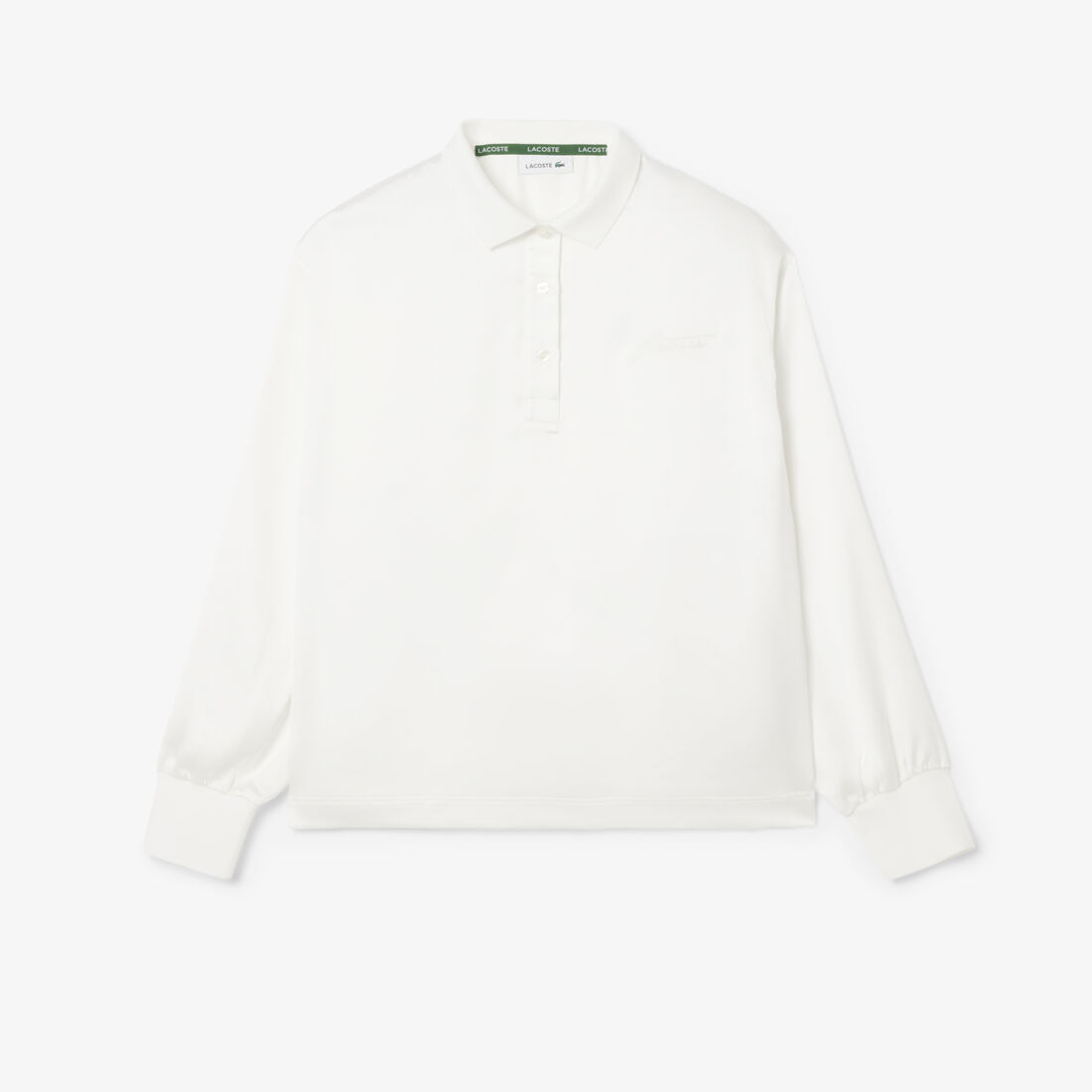 Long Sleeved Oversized Satin Polo Shirt Long Sleeved Oversized Satin Polo Shirt - CF5442-00-70V