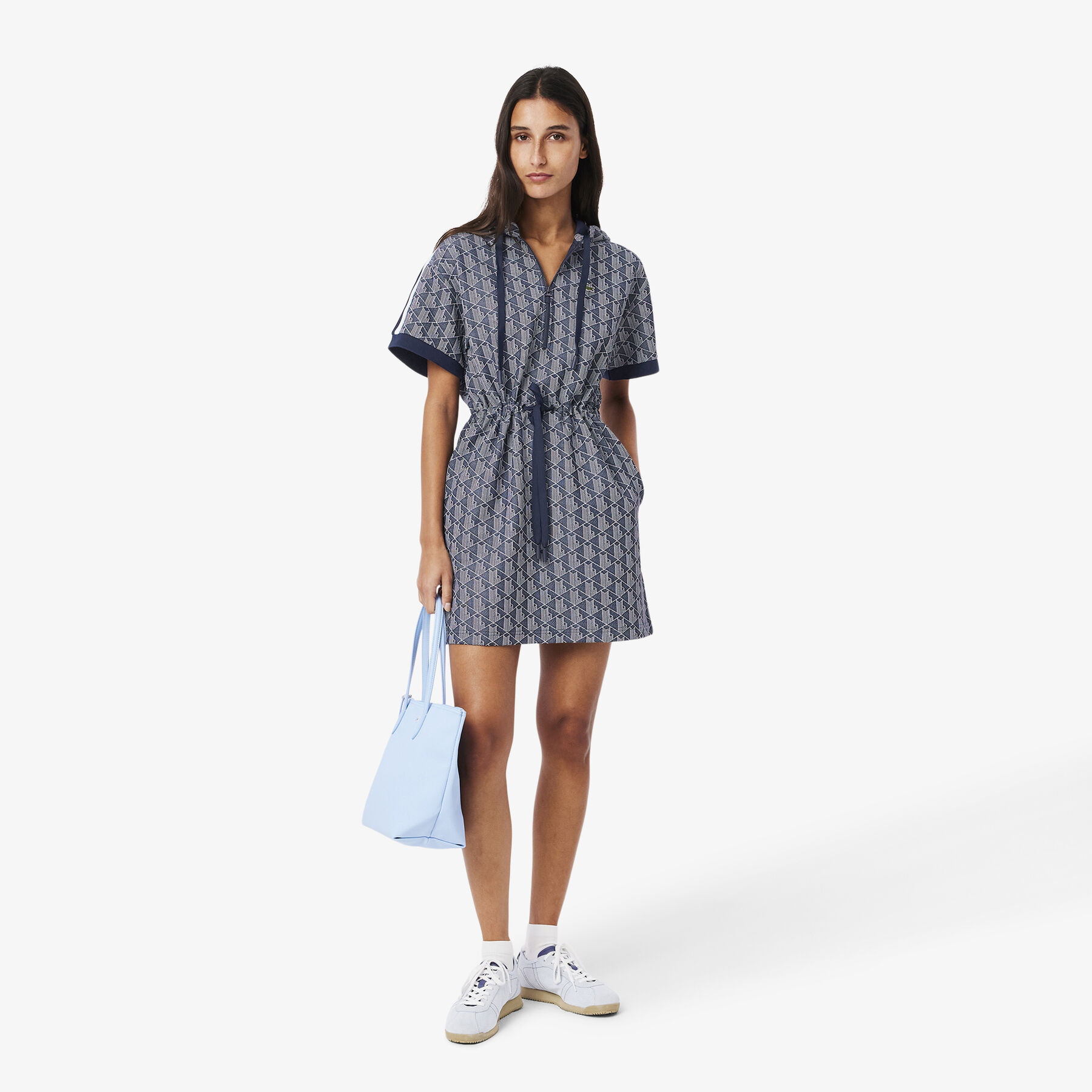 lacoste jacquard monogram hoodie dress